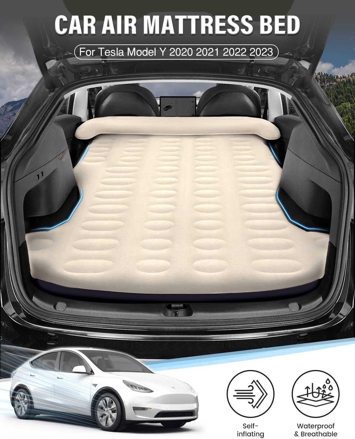   Air Mattress,Inflatable Camping Bed for  Accessories 2023 2022 2021 2020 with Air Pump and Headrest Sleeping Pad,Portable Flocking Surface  Mattress Gifts