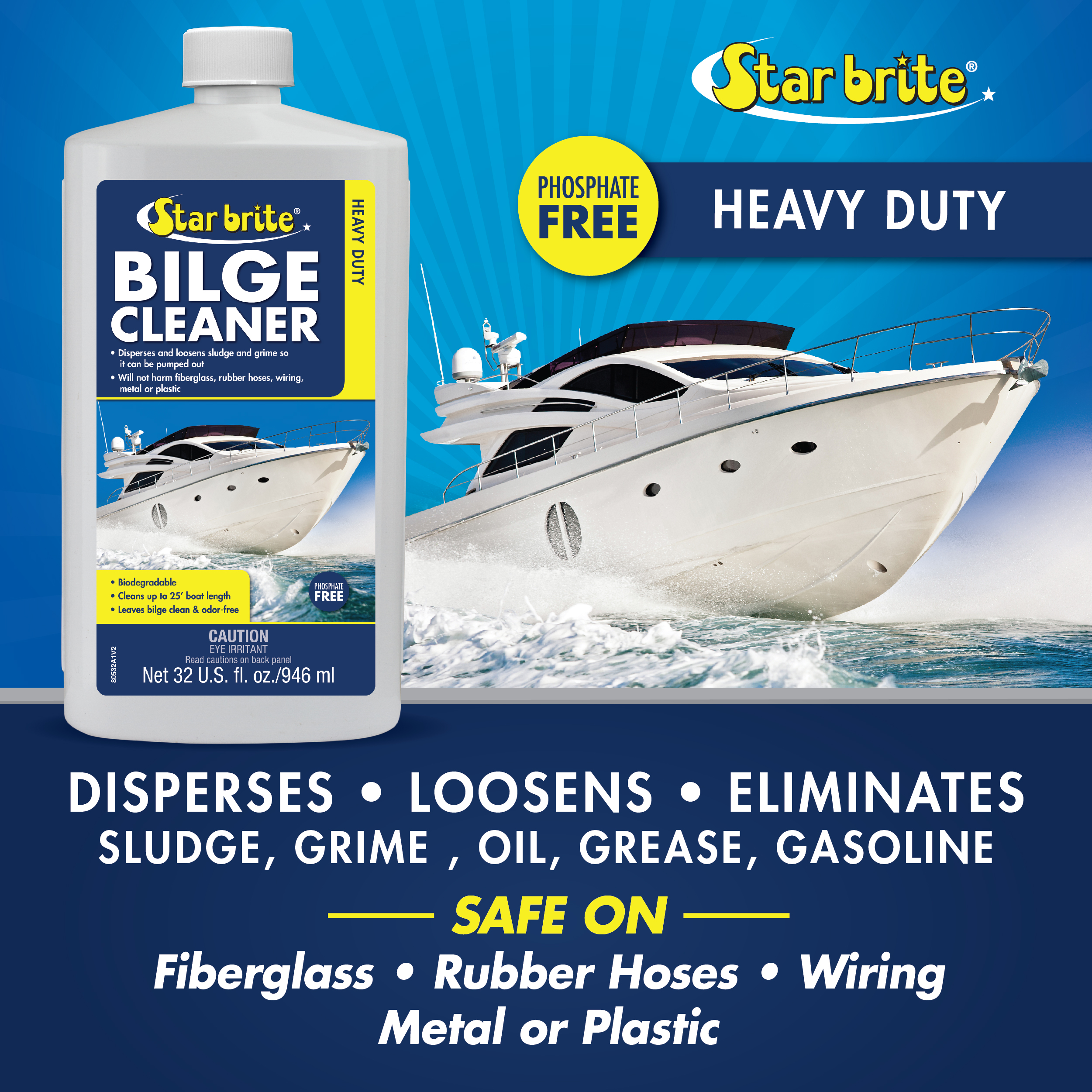 STAR BRITE Heavy Duty Bilge Cleaner -Simple & Easy to Use - Pour In, Run Boat, Pump Out - Emulsifies Oil, Fuel & Leaves Bilge Clean With a Fresh Clean Scent - 1 Gallon (080500)