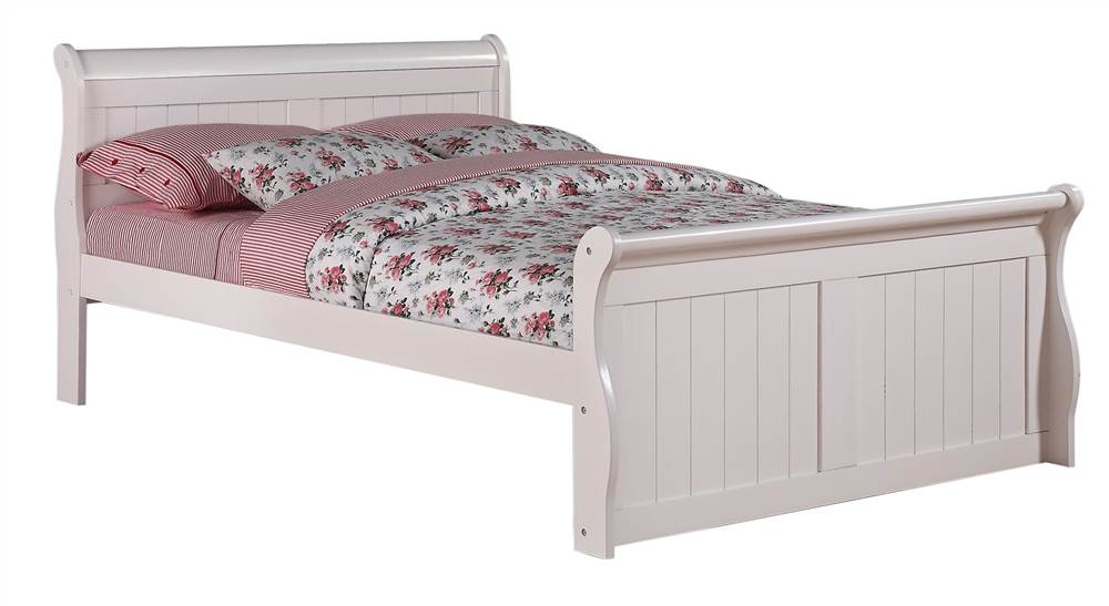Pivot Direct PD_325FW Full Sleigh Bed with Slat-Kits Mattress Ready -  White