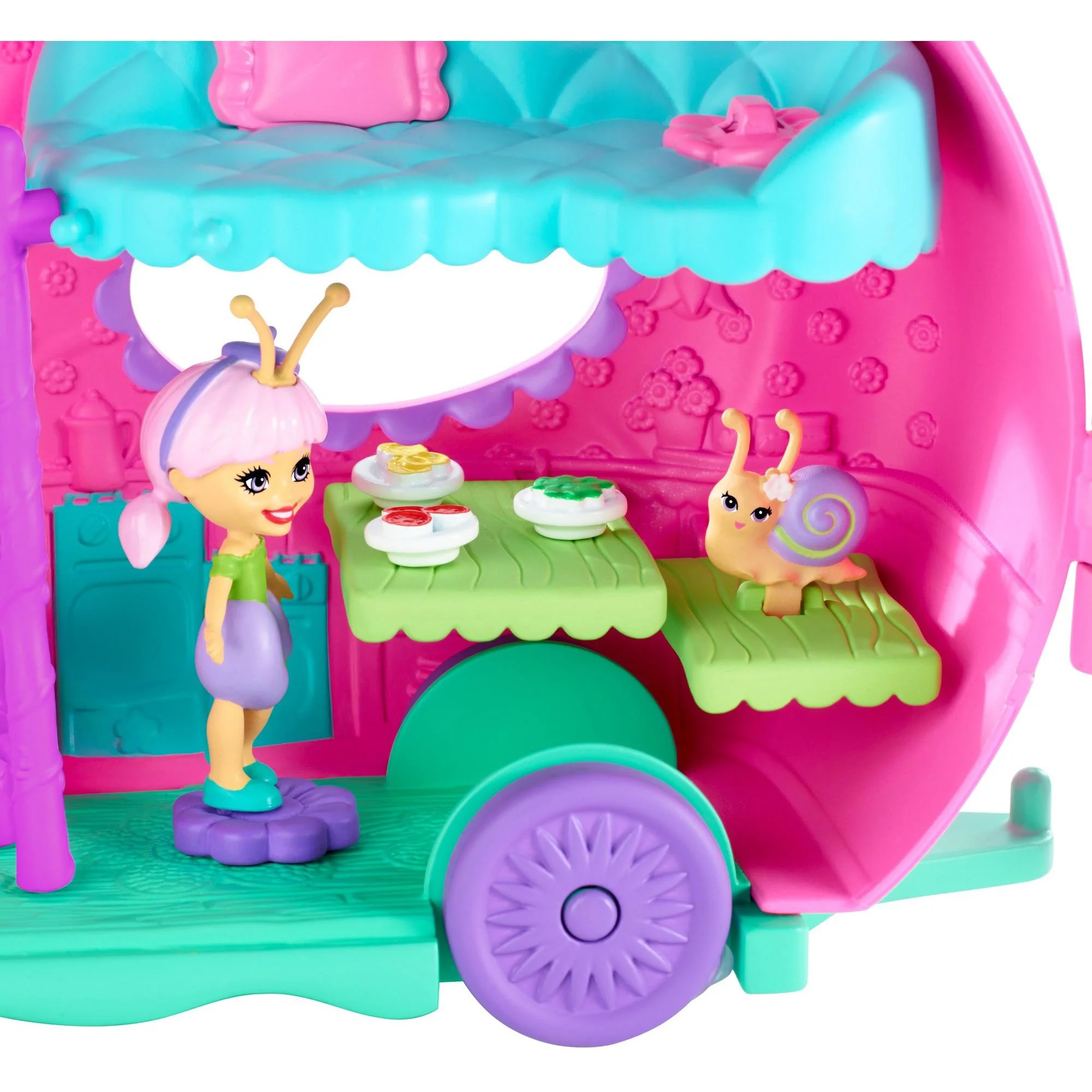 Enchantimals Slow-mo Camper Vehicle Playset with Saxon Snail Doll
