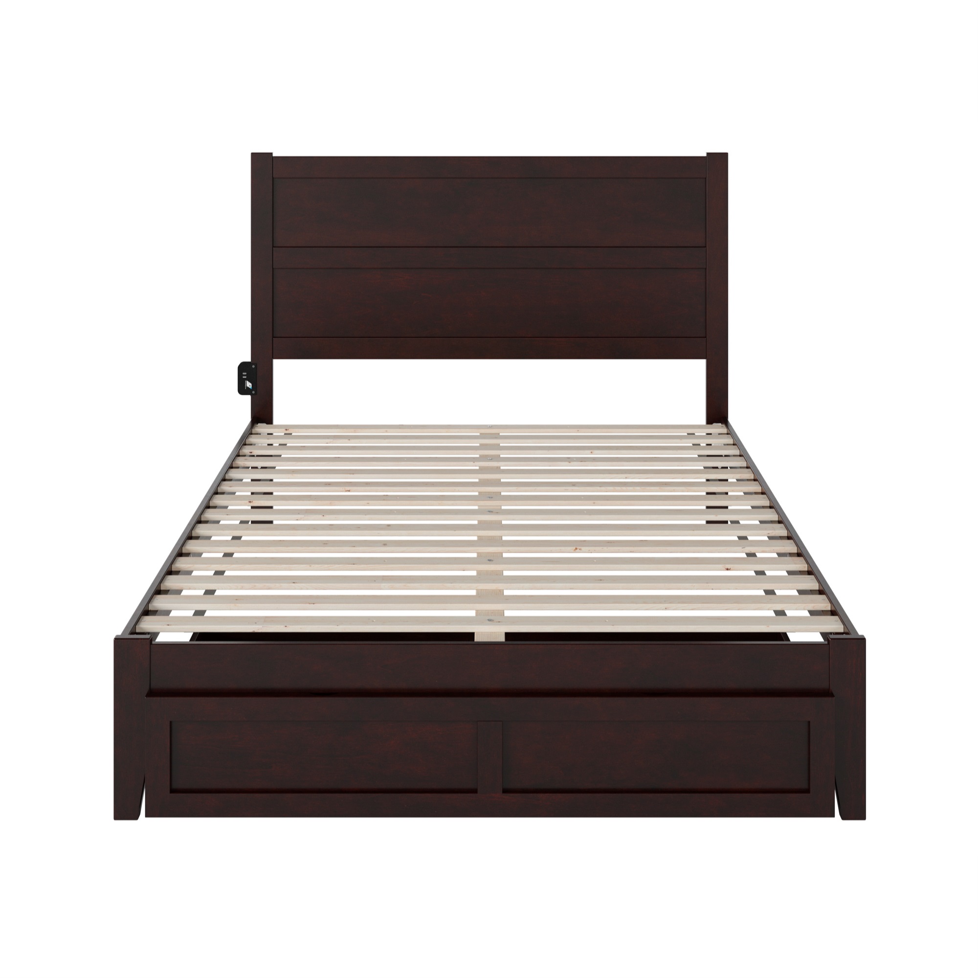 AFI NoHo Queen Solid Wood Bed with Foot Drawer in Espresso