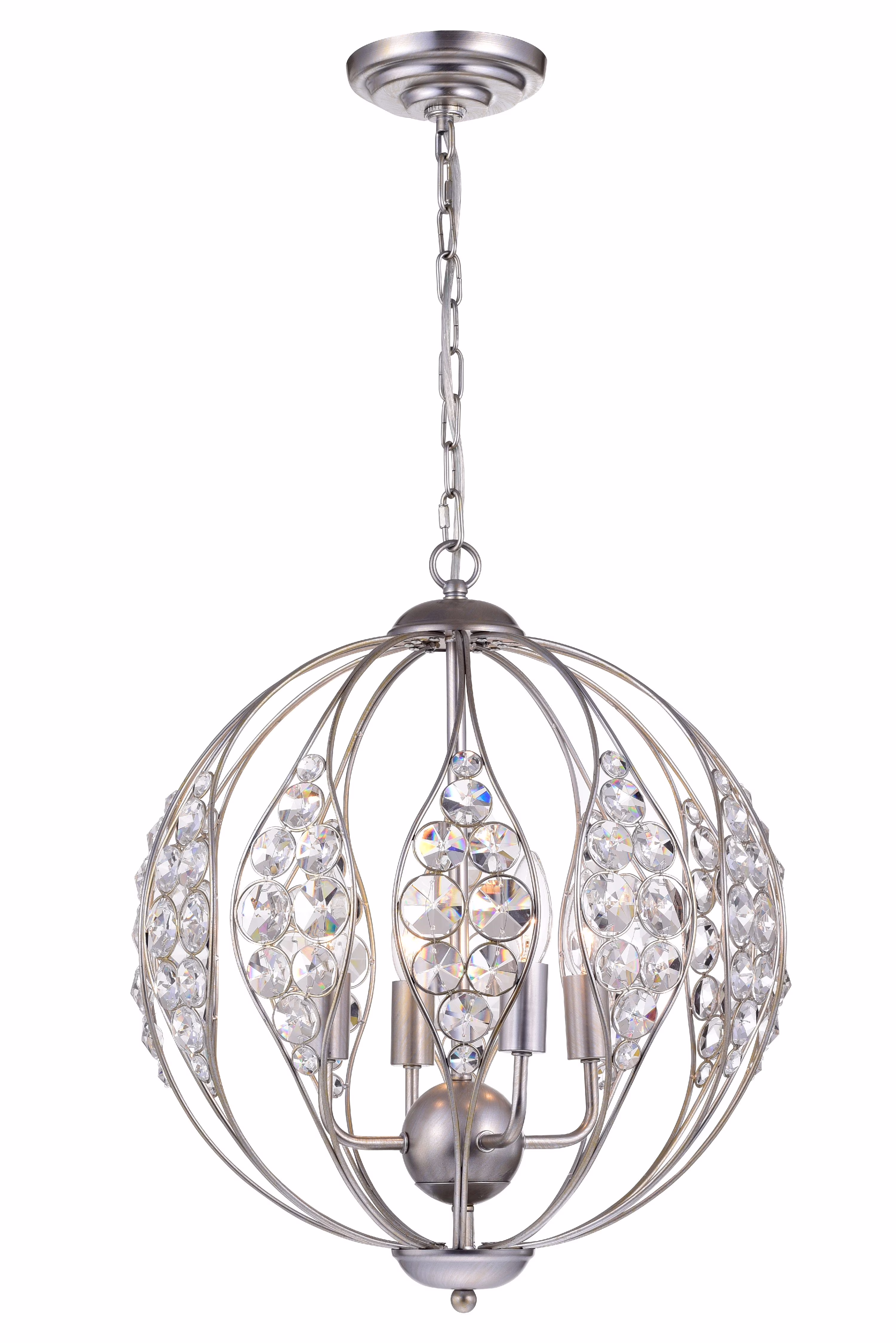 Warehouse of Tiffany Comelia 3-Light 13-inch Antique Silver Leaf Pendant