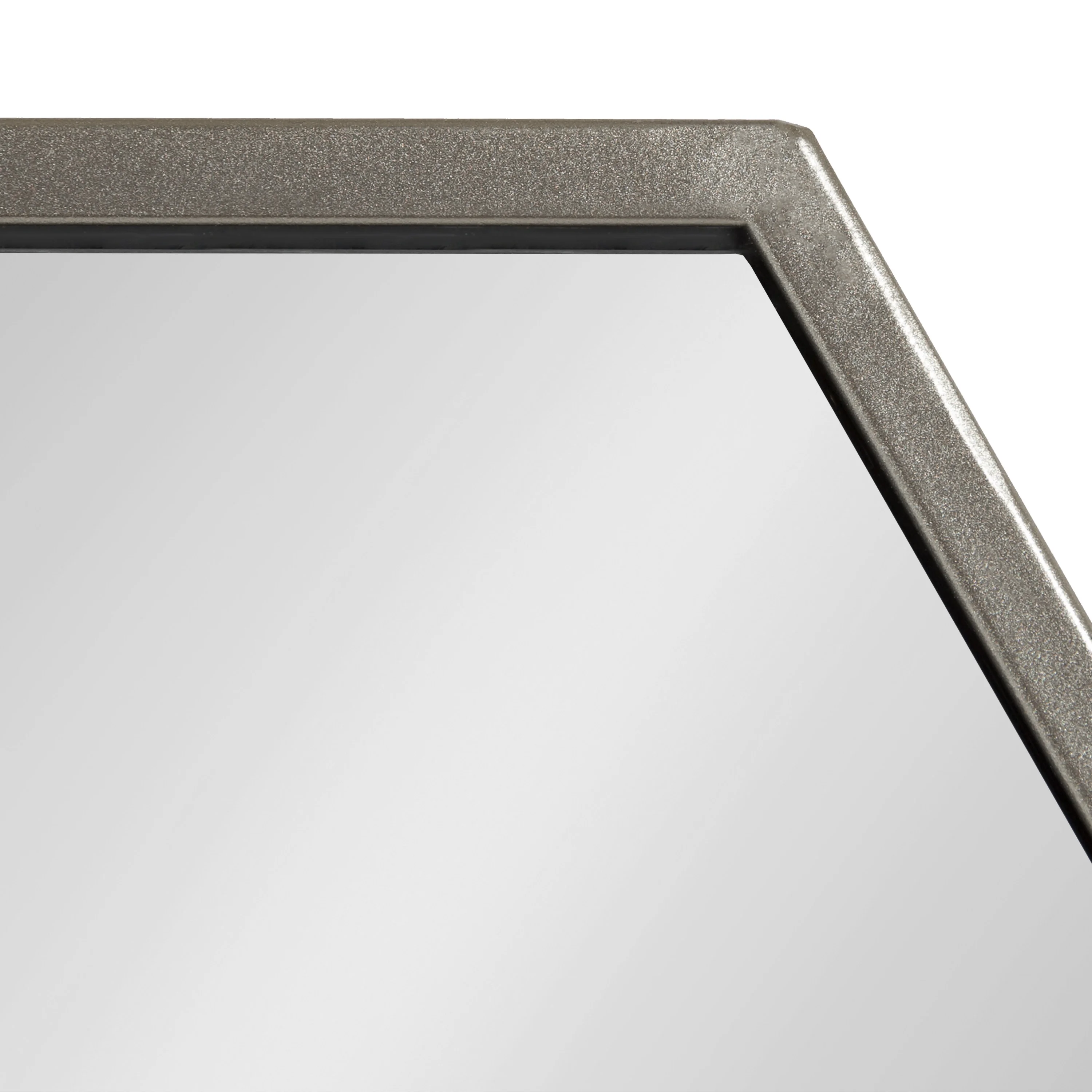 Kate and Laurel McNeer Modern Wall Mirror, 31 x 22, Silver, Geometric Hexagon Mirror for Wall