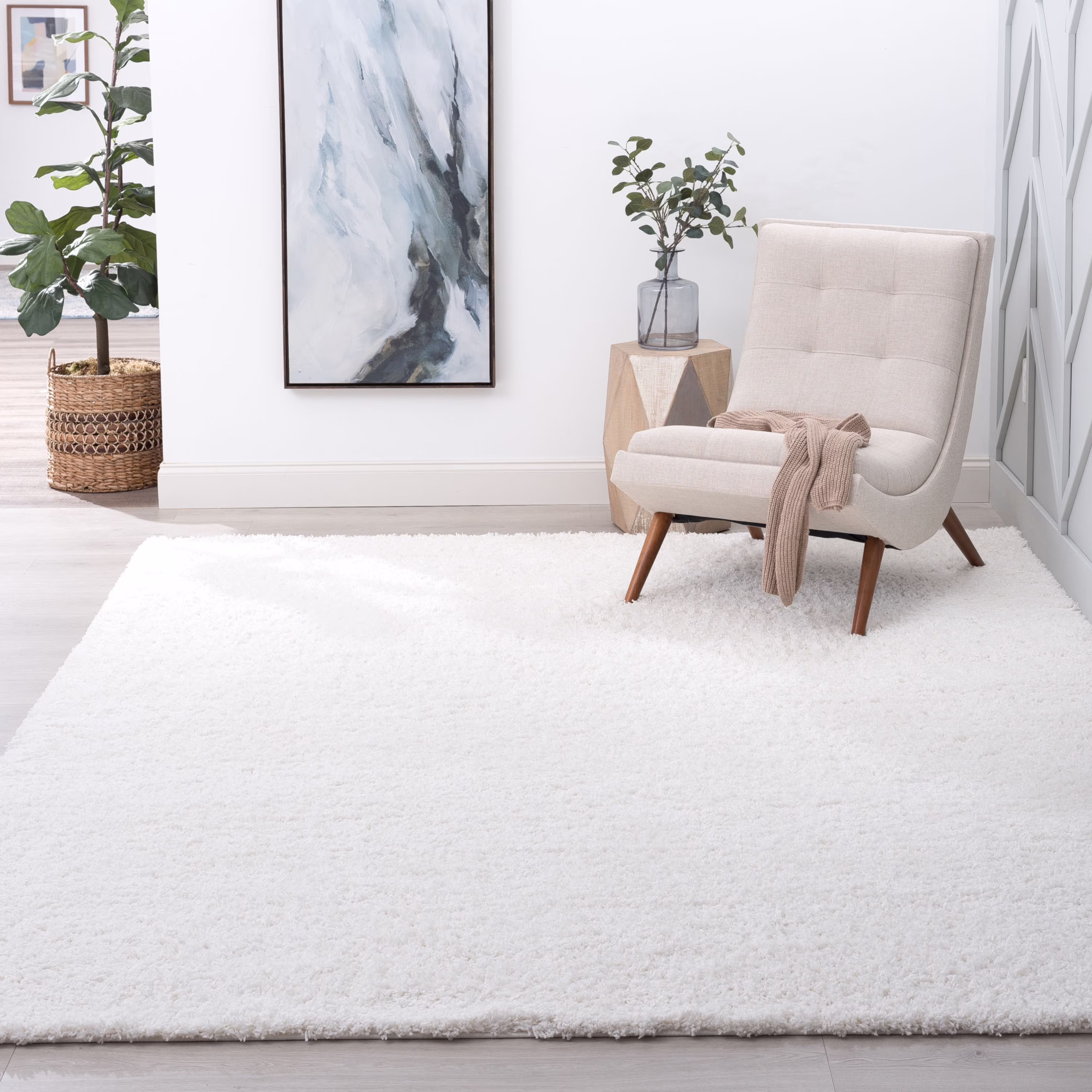 8x10 Modern White Large Area Rugs for Living Room | Bedroom Rug | Dining Room Rug | Indoor Entry or Entryway Rug | Kitchen Rug | Alfombras para Salas 7'10'' x 10'2''