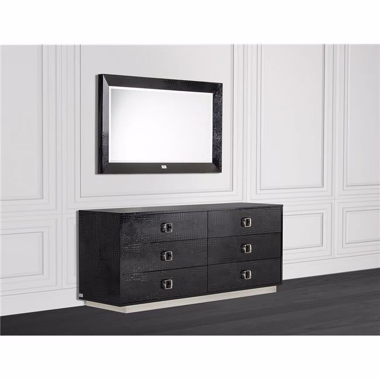 HomeRoots  Modern Crocodile Dresser - Black