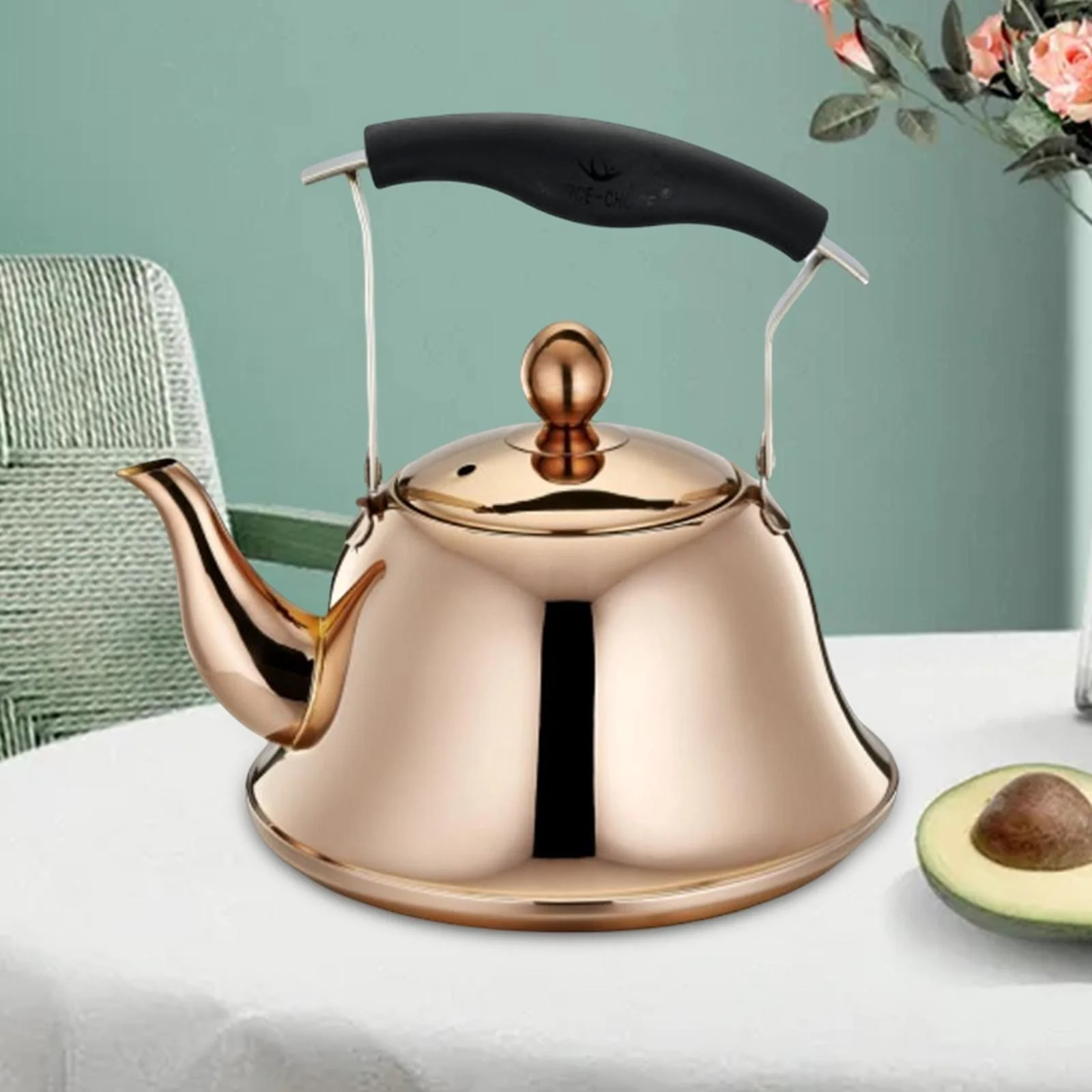 Household Whistling Kettle, Teapot Kettle Picnic Tea Pot 1L Large Capacity Kettle Sounding Kettle Induction Cookers , Rose en