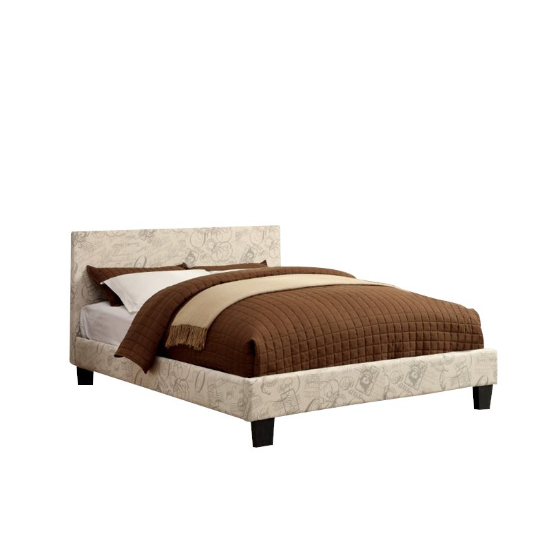 Furniture of America Full Platform Bed with 8-Inch Mattress, World Traveler Beige Pattern (Assembly Required)