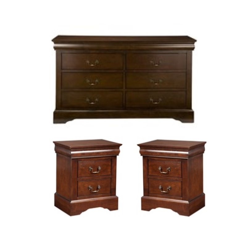 Home Square 3 Piece Furniture Set with Wood Nightstand and Dresser in Cappuccino