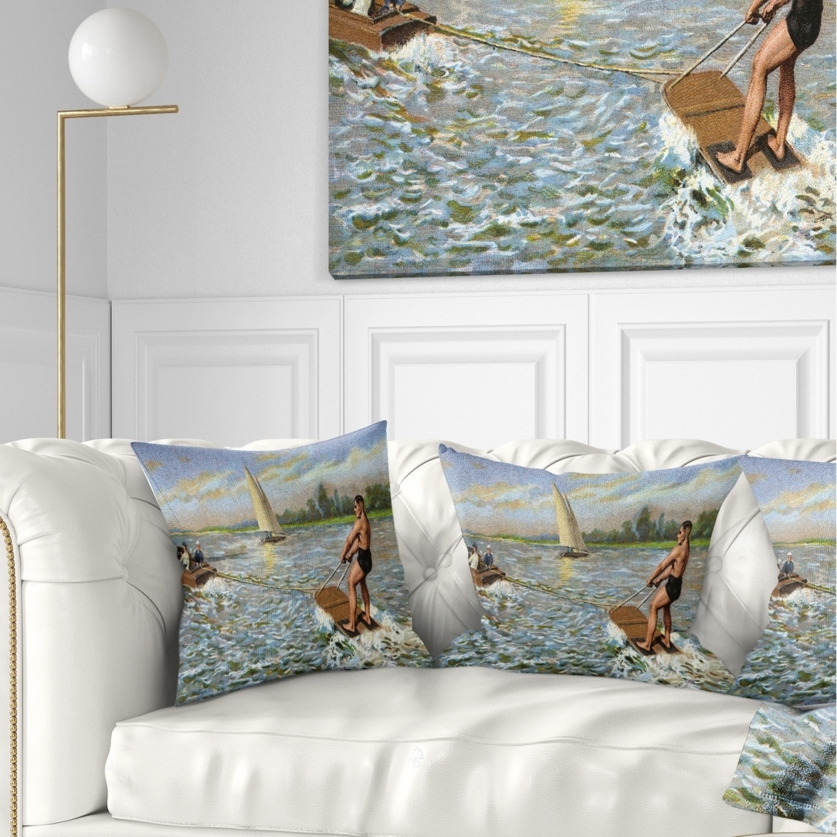 DESIGN ART Designart 'Water Skiing' Photography Throw Pillow 18 in. x 18 in. Medium