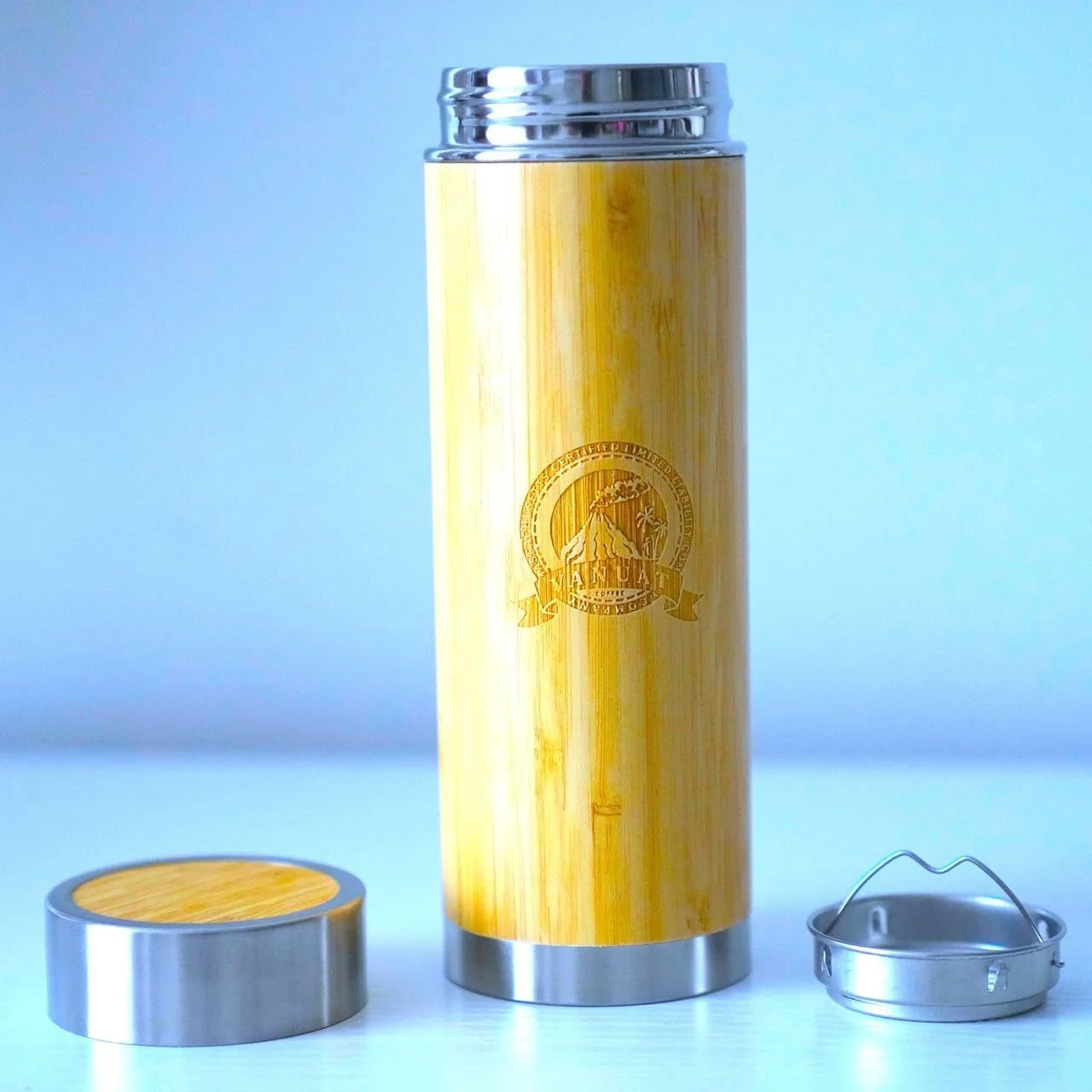 BAMBOO CRAFT THERMOS Cup Double Wall Vacuum Coffee Tumbler Tea Mug Handle Insulated Stainless Steel Water Beverage Bottle Dispenser Slate Matte Para Caf&eacute; Collection