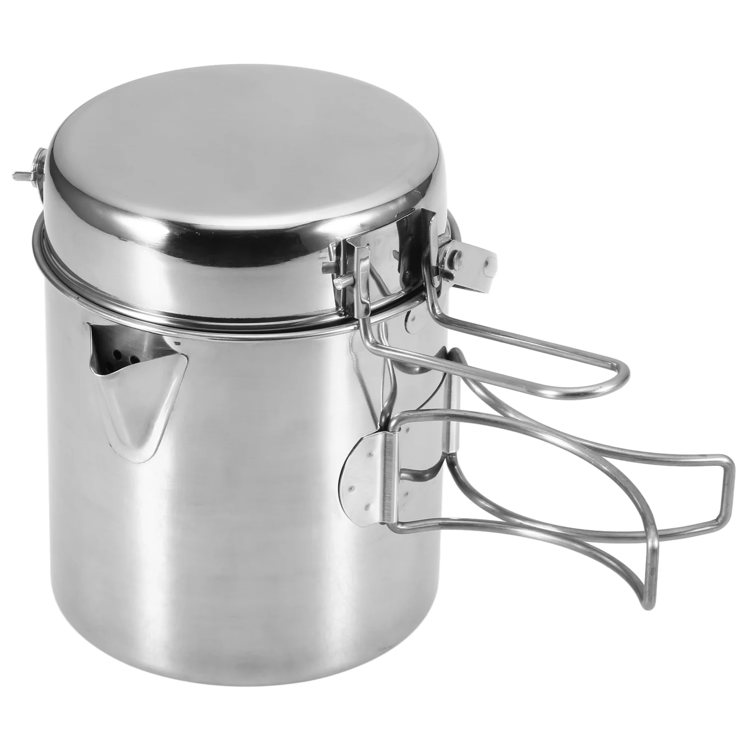 Vistreck 1L Stainless Steel Cooking Kettle Portable Outdoor Camping Backpacking Pot with Foldable Handle
