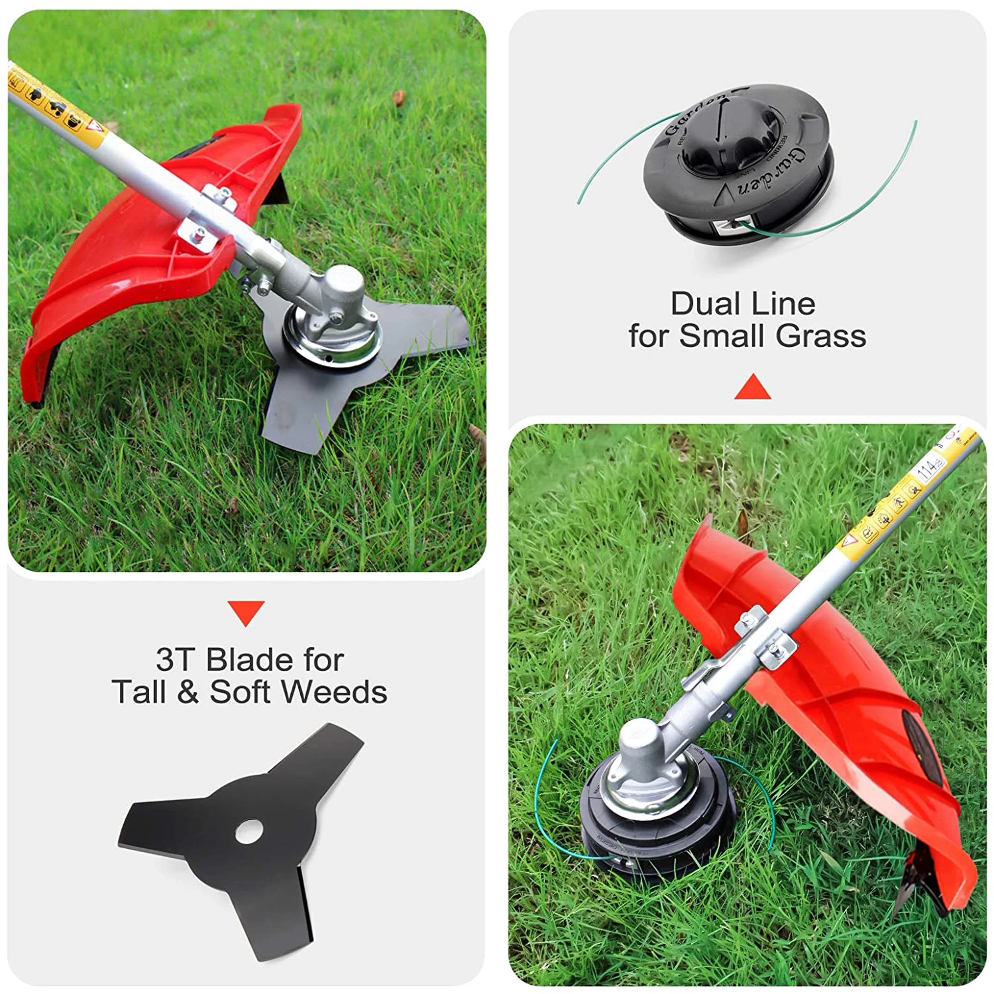 HUYOSEN 51.7CC Grass String Trimmers Gas Straight Shaft Brush Cutter Gasoline Powered Grass Weed Trimmer Straight Shaft Gas Weeder Eater Cutter