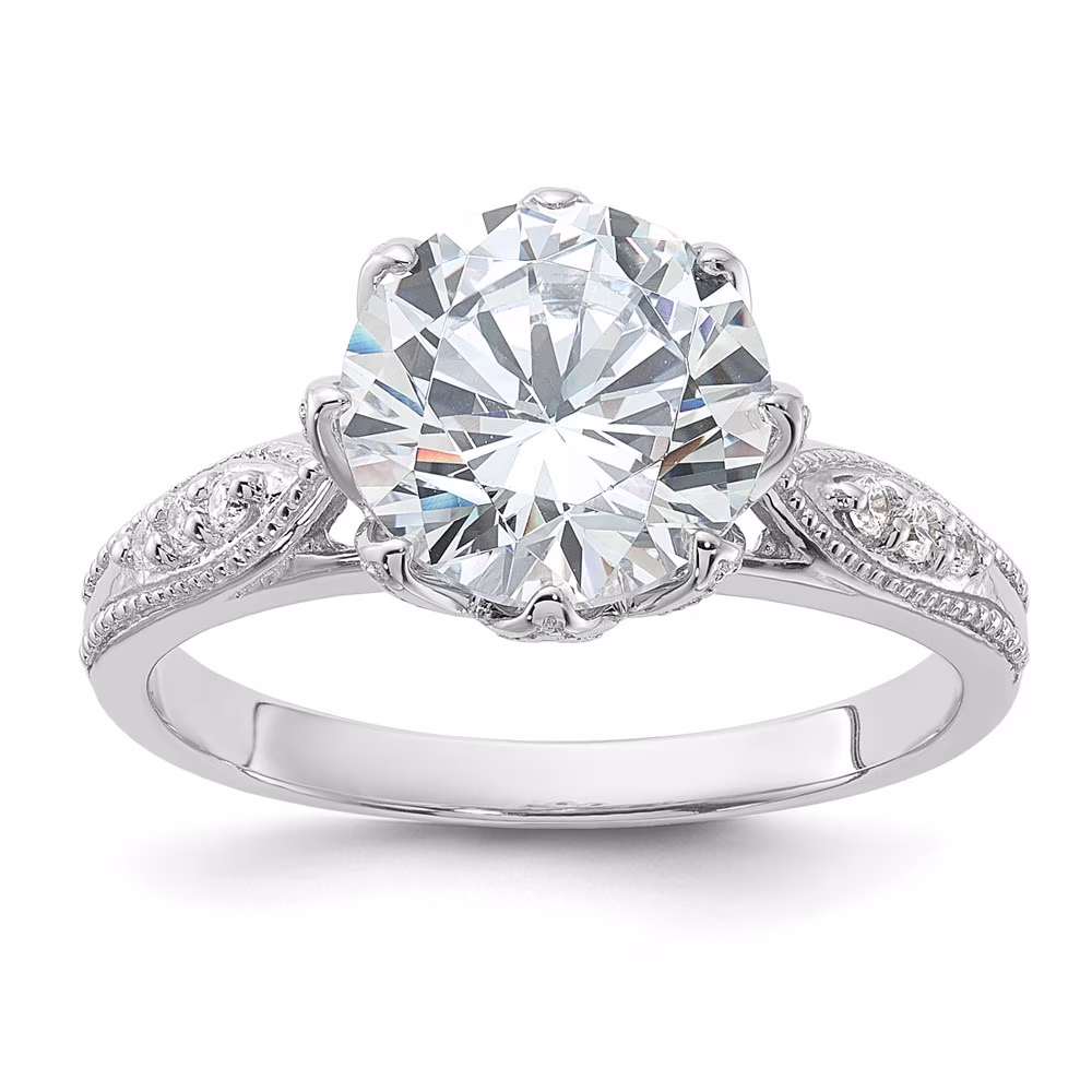 Sterling Silver Rhodium-plated 9mm CZ Ring QQR6949-6