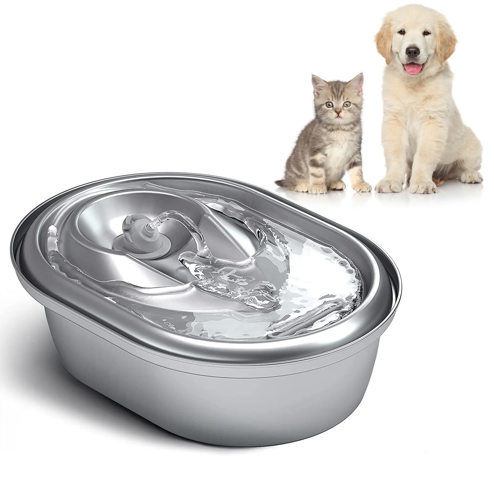 USB Port Best Cat Water Fountain Stainless Steel,/2L Automatic Pet Water Fountain with Smart Pump