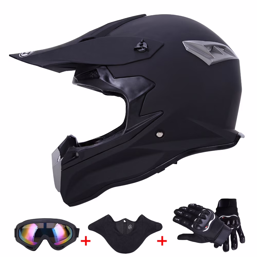 Oumurs DOT Motocross Motorcycle Helmet Open Face Off-road Dirt Bike ATV Helmet Unisex Adult Black M L XL XXL