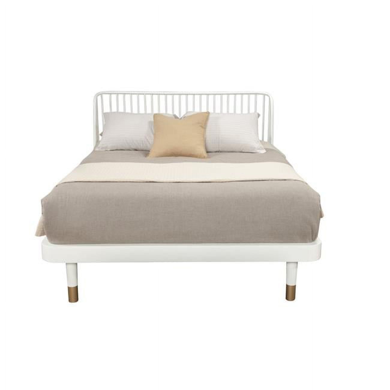 Alpine Furniture Madelyn Queen Slat Back Wood Platform Bed in White