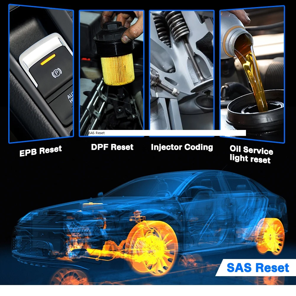 Foxwell NT650 Elite Car OBD2 Scanner ABS SRS Engine Code Reader ABS Bleeding EPB TPS Battery Oil Light Reset SAS Calibration 26 Maintenance Reset Services Automotive Diagnostic Tool