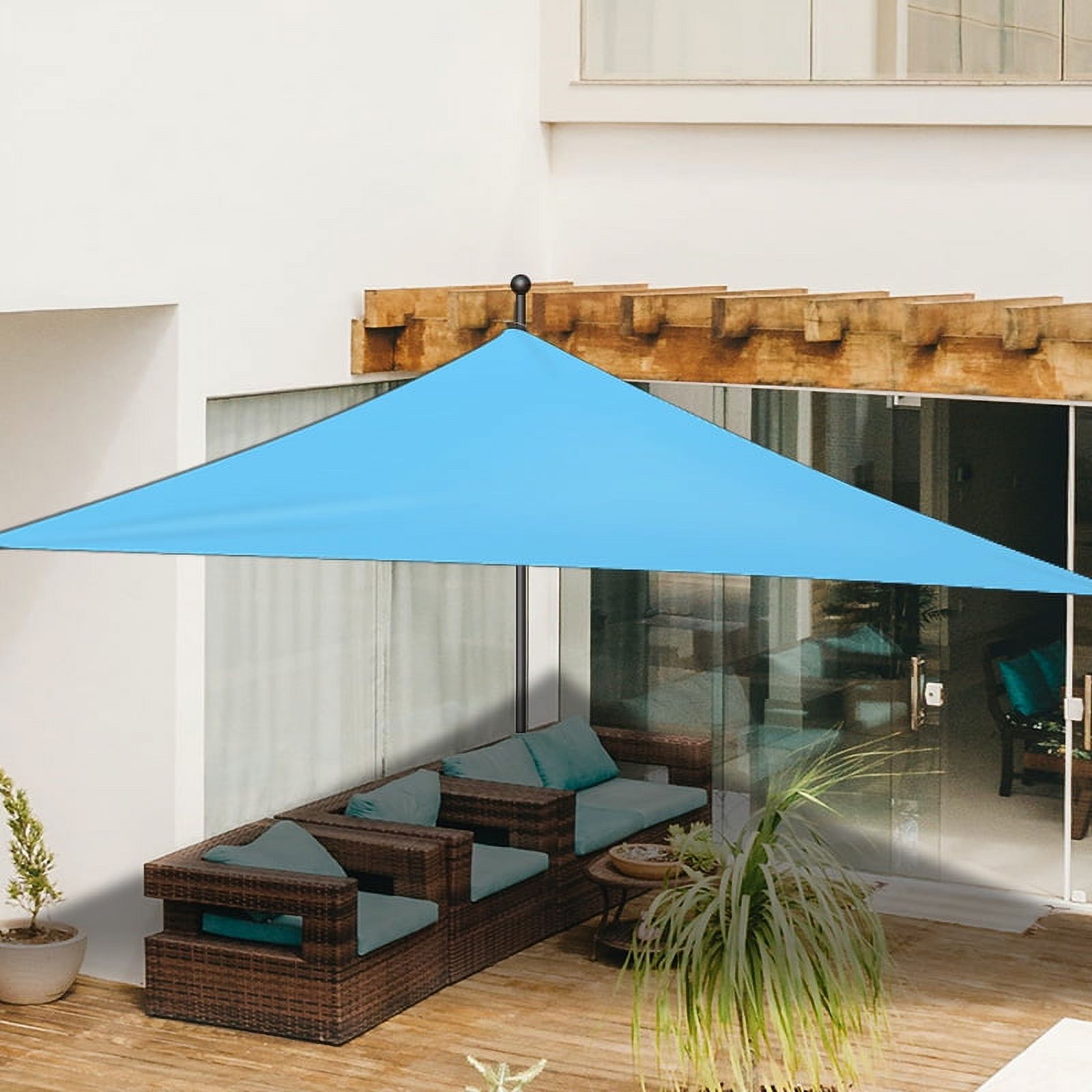 10Ft Waterproof 97% UV Block Triangle Sun Shade Sail Canopy for Pool Camping Playground Outdoor, Sky Blue