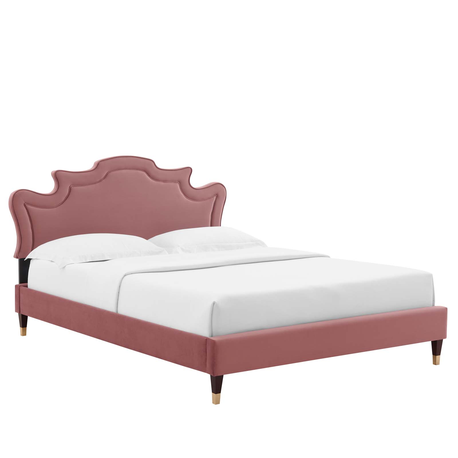 Modway Neena Performance Velvet Twin Bed in Dusty Rose