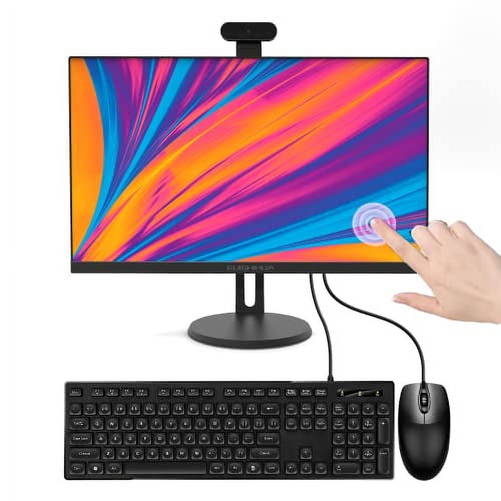 24” All in One Computer Touchscreen, Intel i7 Quad-Core Desktop Computer with Camera, 8G Ram 512G SSD IPS HD Display, WiFi Bluetooth for Home Entertainment Business Office (i7_Black)