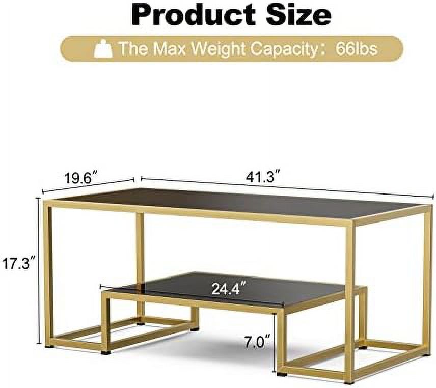 TJUNBOLIFE High Gloss Gold Nesting End Table  2-Tier Faux Marble Sofa  with   Metal Frame Bedside Table for Living Room  Bedroom  Office(White)