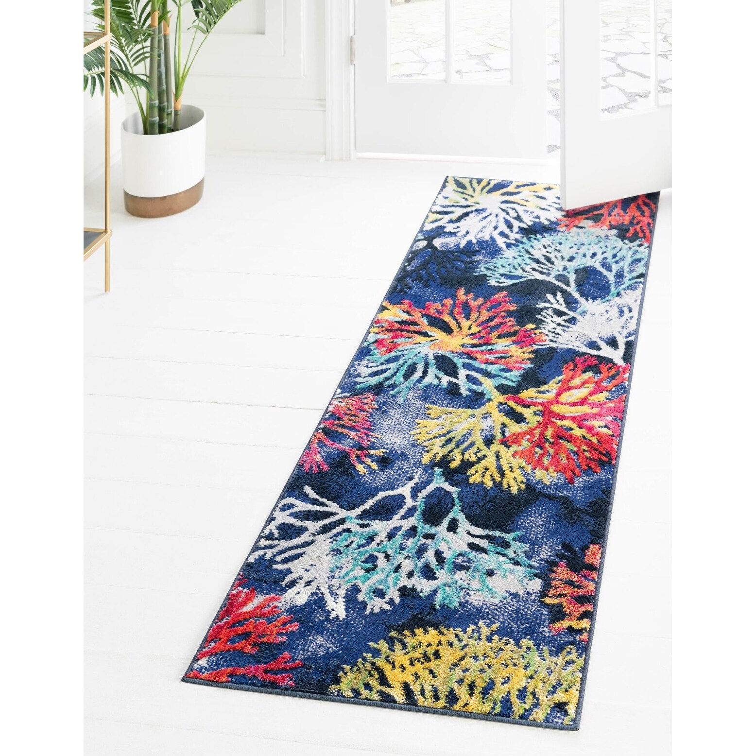 Country & Floral Pledouis Collection Area Rug 2'x8' - Multi-Blue
