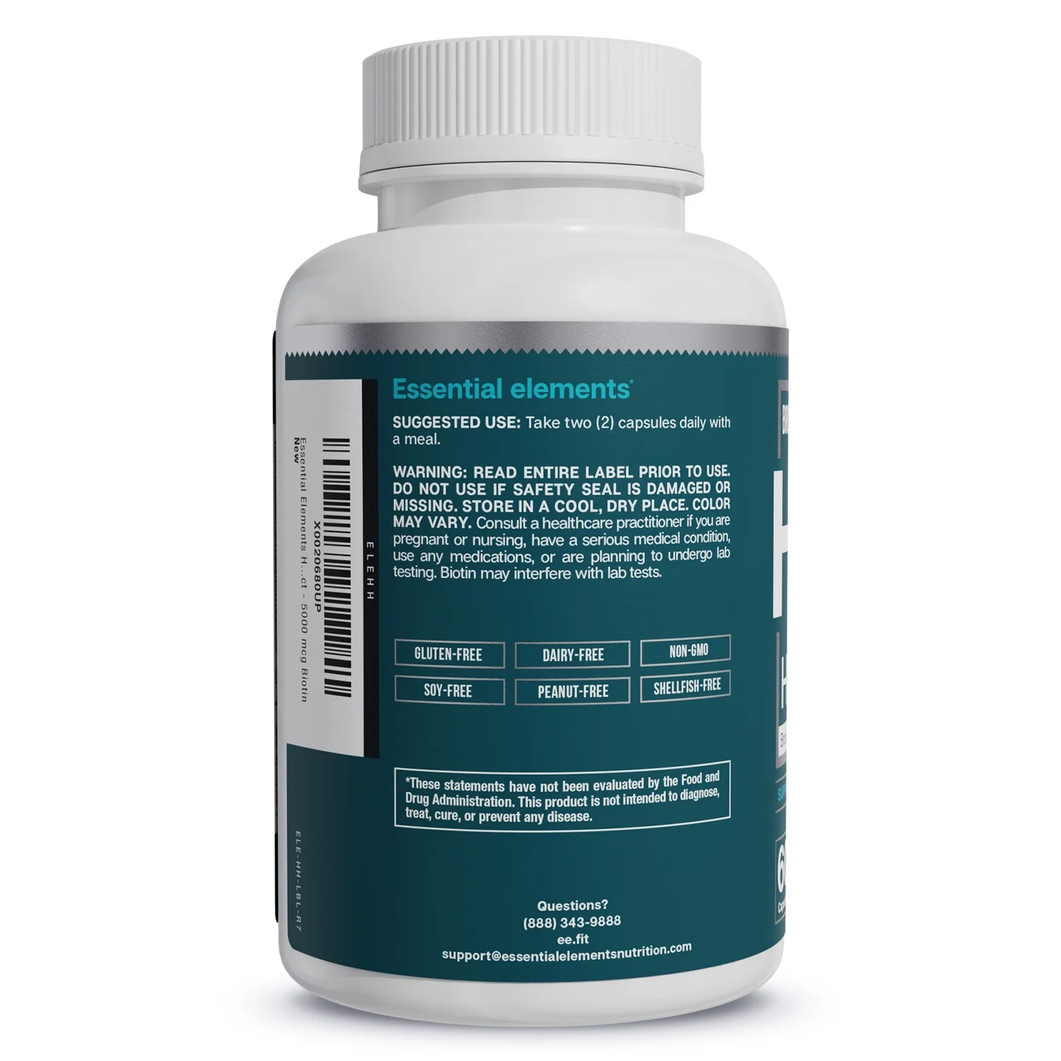 Hair Hero - Healthy Hair, Skin, and Nails - 5000 mcg Biotin | Essential Elements - 60 Day Supply (2-Pack)