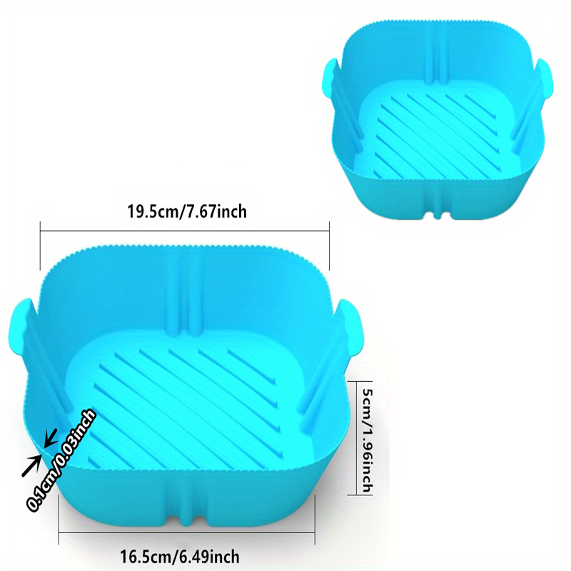 1/2PCS Square Air Fryer Silicone Pot Reusable Air Fryers Liners Oven Baking Tray Home Kitchen Air Fryer Accessories 7.67''x6.49''x1.96''