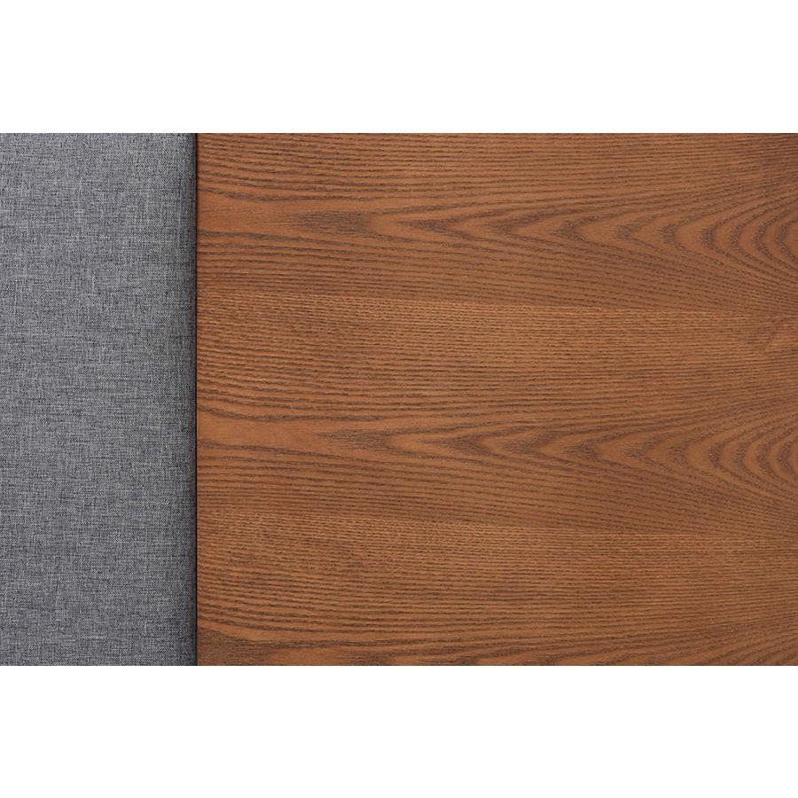 Baxton Studio Eliana Fabric & Wood Queen Bed with Nightstand in Gray/Walnut