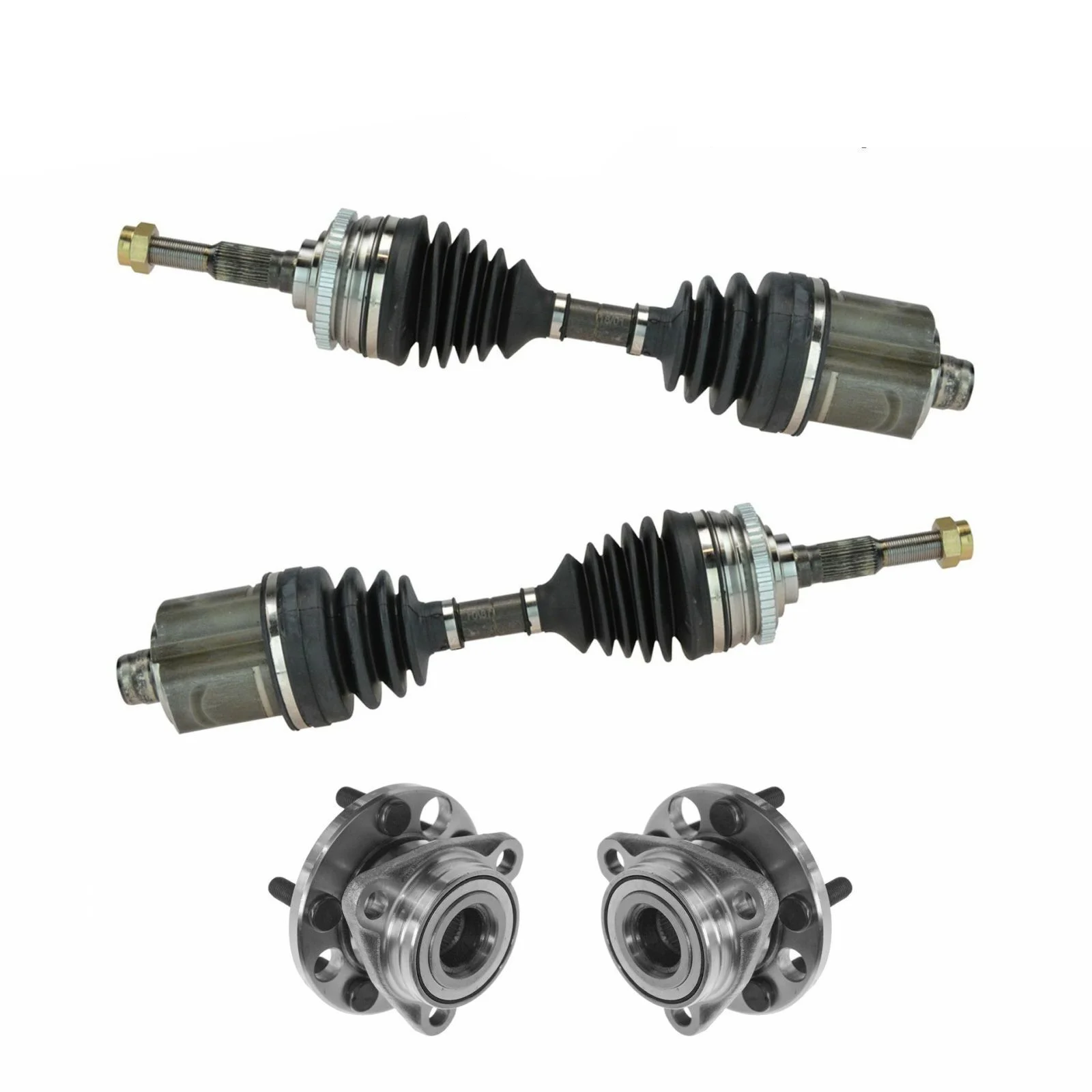 4pc Steering Kit Front CV Axle Assemblies w/ Wheel Hub & Bearings New