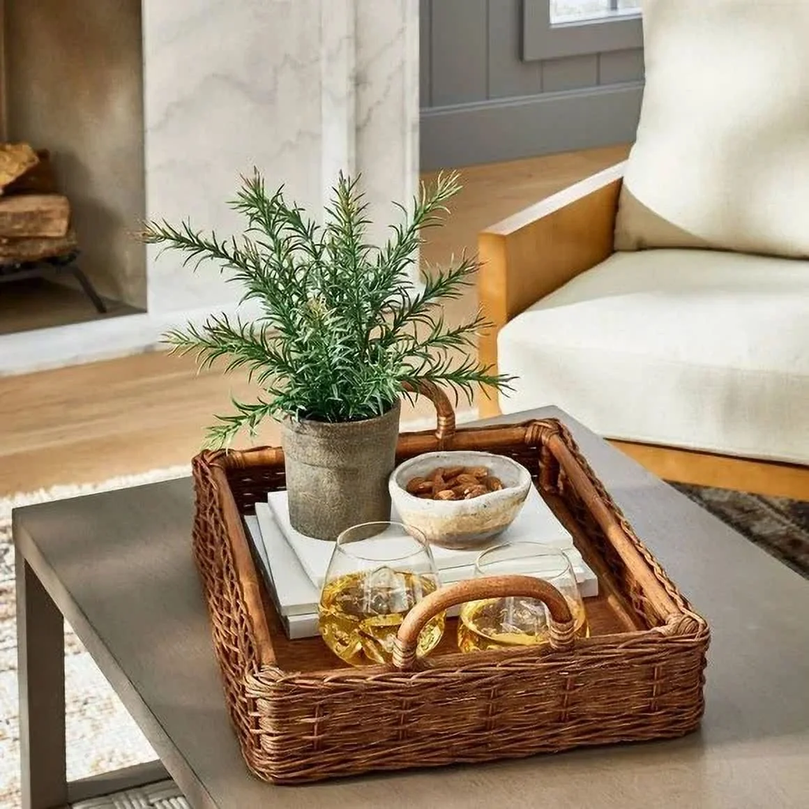 Rattan Rectangle Woven Tray - Threshold Designed with Studio Mcgee