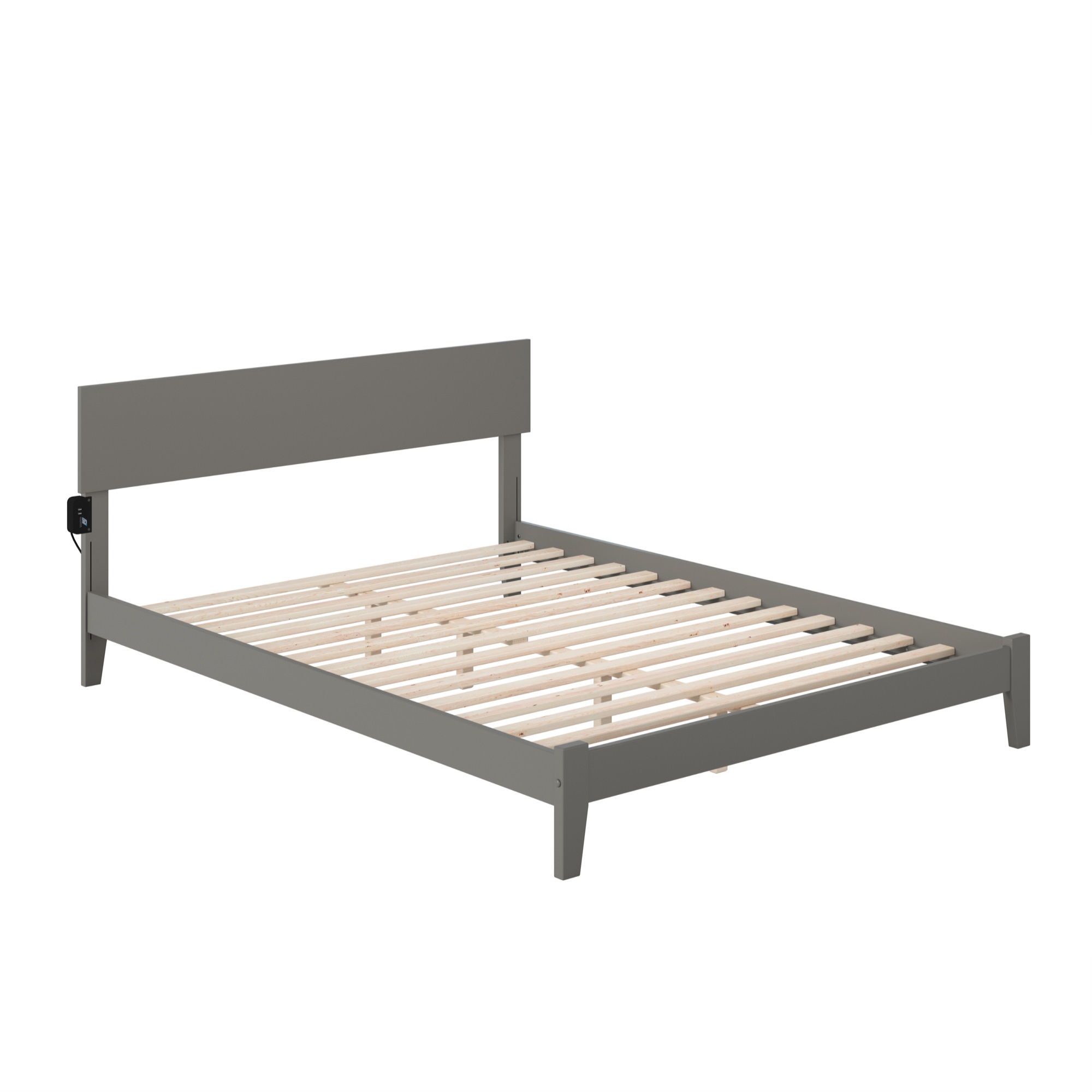 Orlando Queen Low Profile Wood Platform Bed in Grey