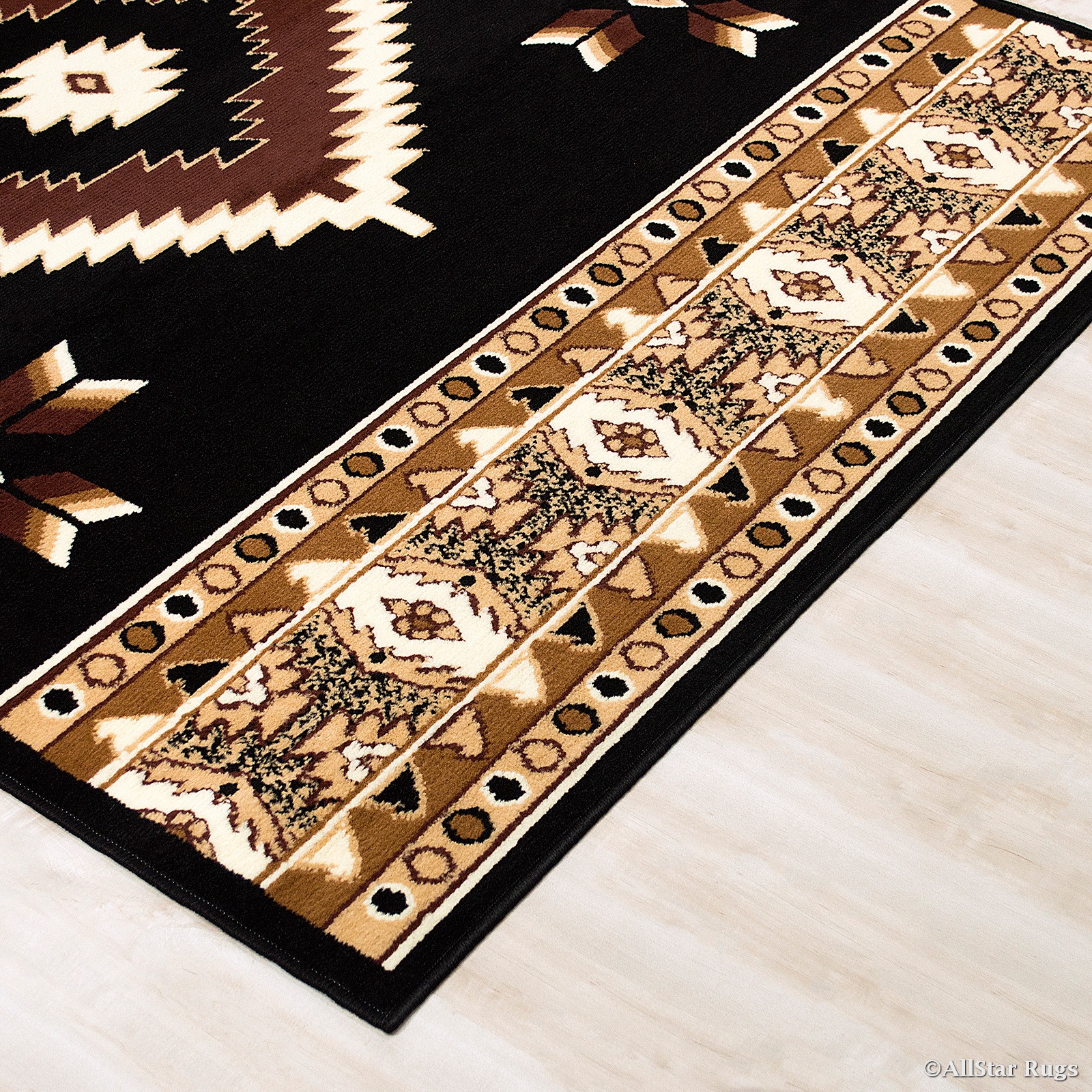 Allstar Black Woven High Quality Rug. Traditional. Persian. Flower. Western. Design Area Rug (7' 7