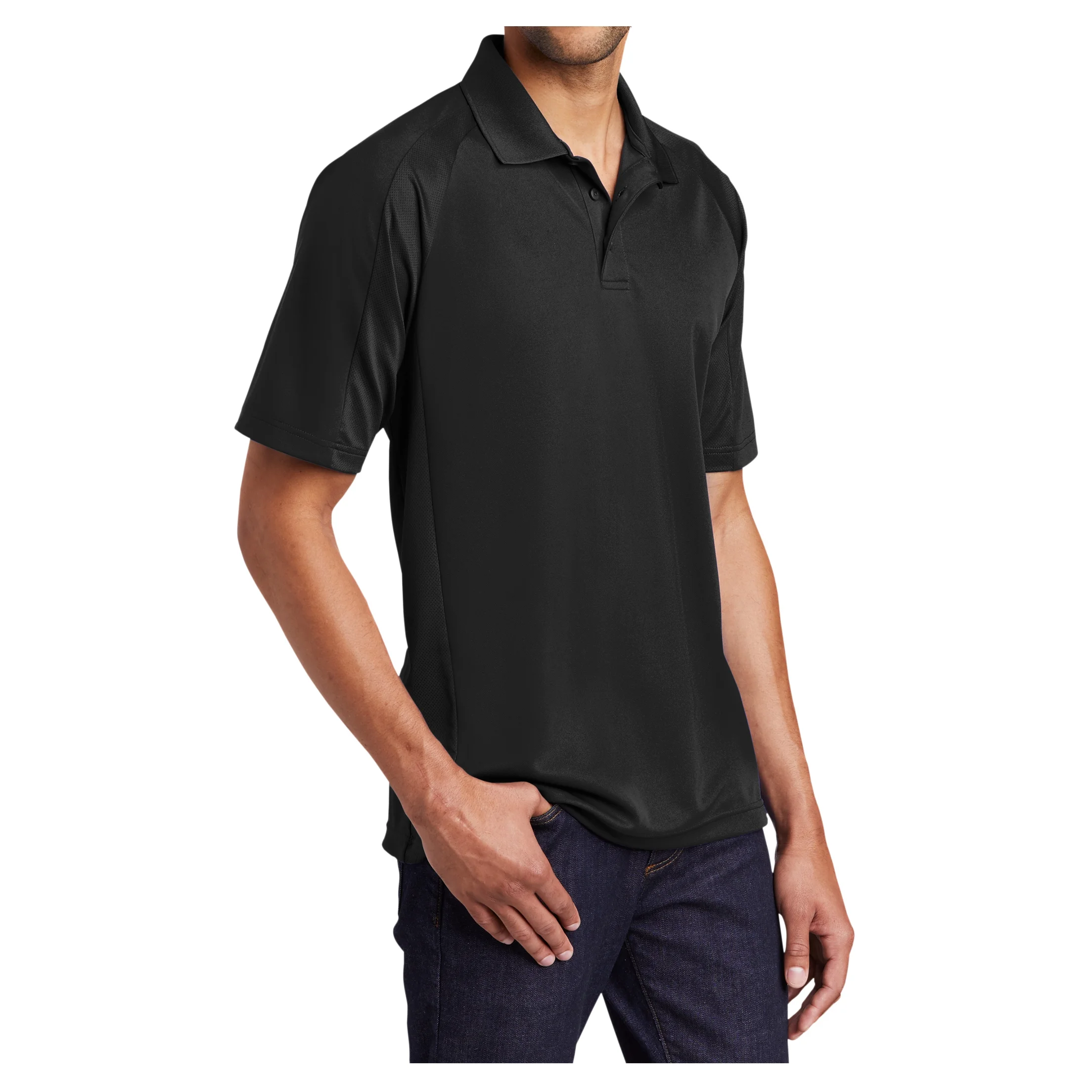 Mens Dri-Mesh Pro Polyester Polo Shirt Black X-Small