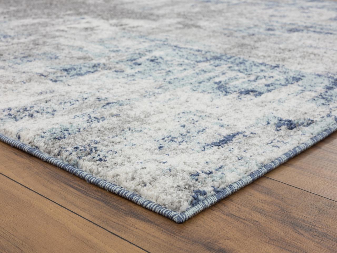 Luxe Weavers Euston Collection Abstract Area Rug 7680 Dark Blue, Light Blue 8x10