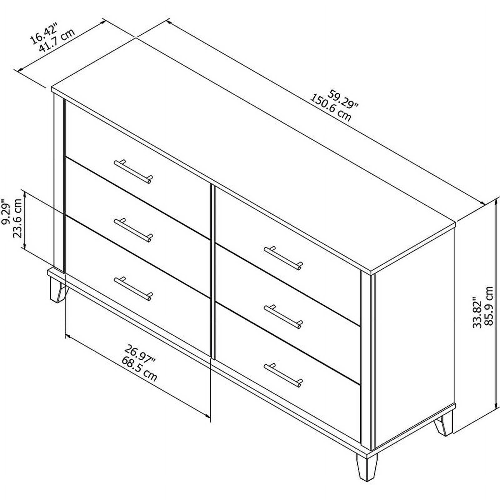 Pemberly Row 6 Drawer Double Dresser in Ash Gray