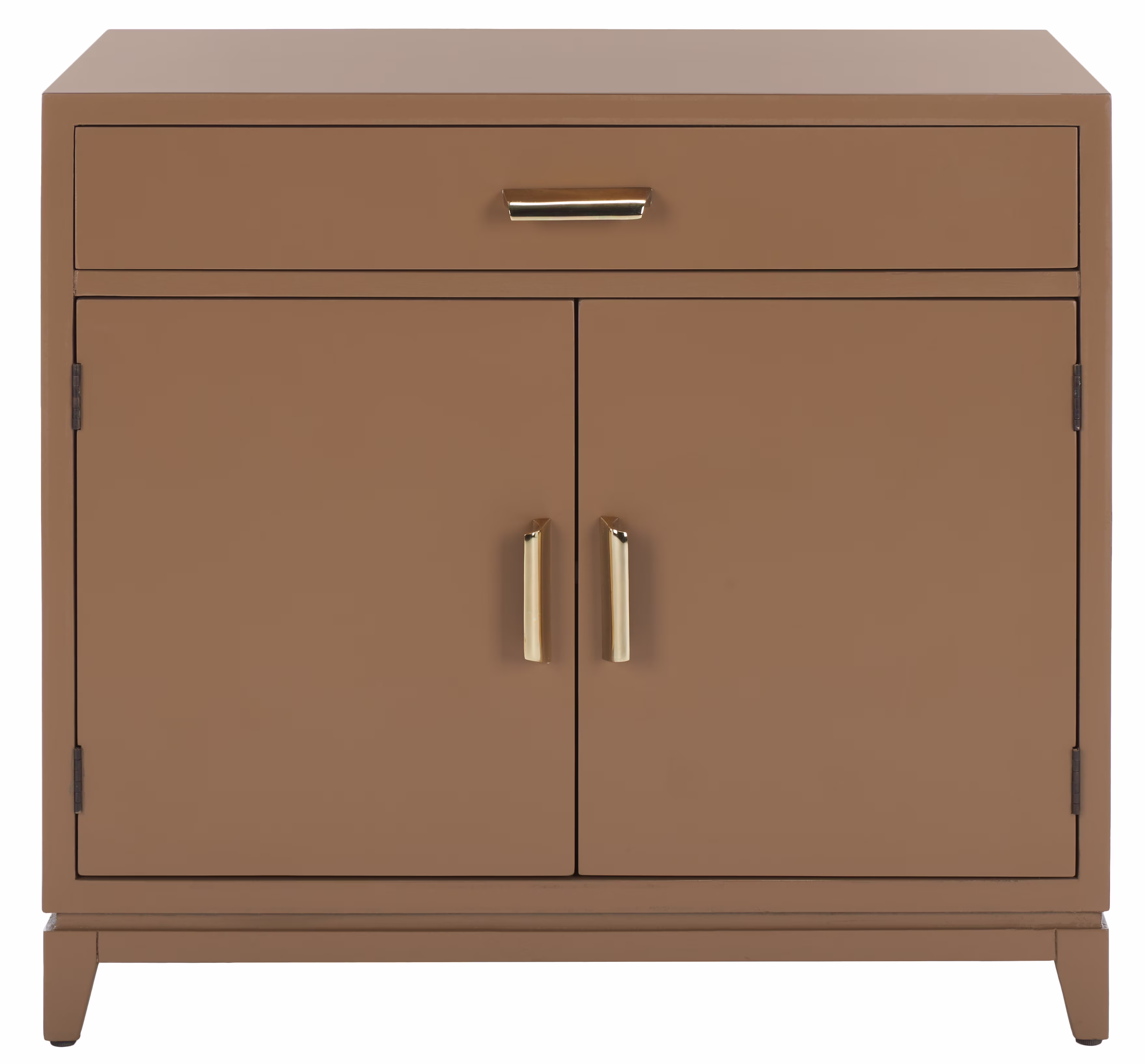 SAFAVIEH Nigel Mid-Century 2 Door 1 Drawer Chest, Taupe/Brass (31.9 in. W x 15.9 in. D x 29 in. H)