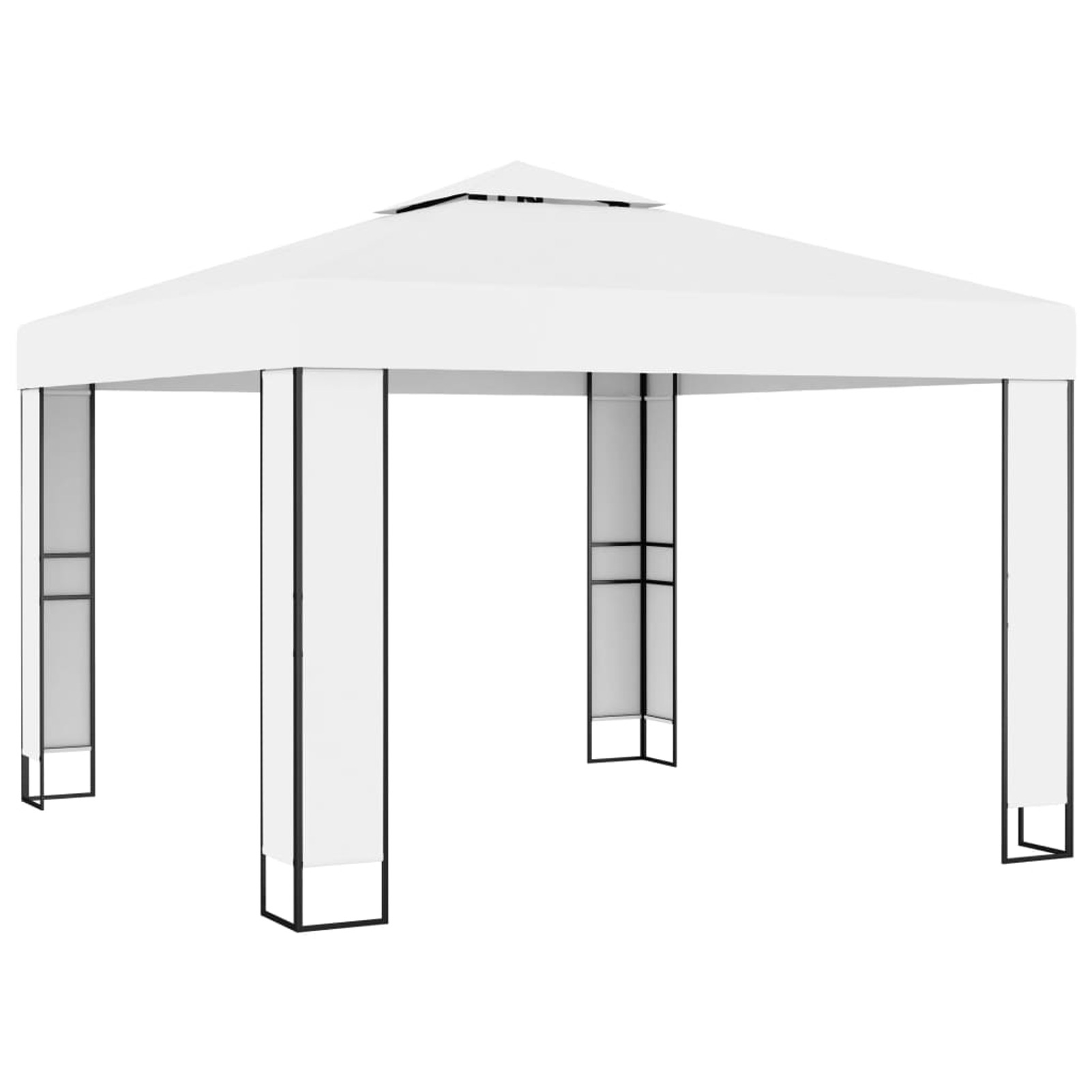 Dcenta Party Tent with Double Roof Outdoor Gazebo Canopy Steel Frame Sun Shade Shelter White for Patio, Wedding, BBQ, Camping, Festival Events 9.8ft x 9.8ft (W x D)