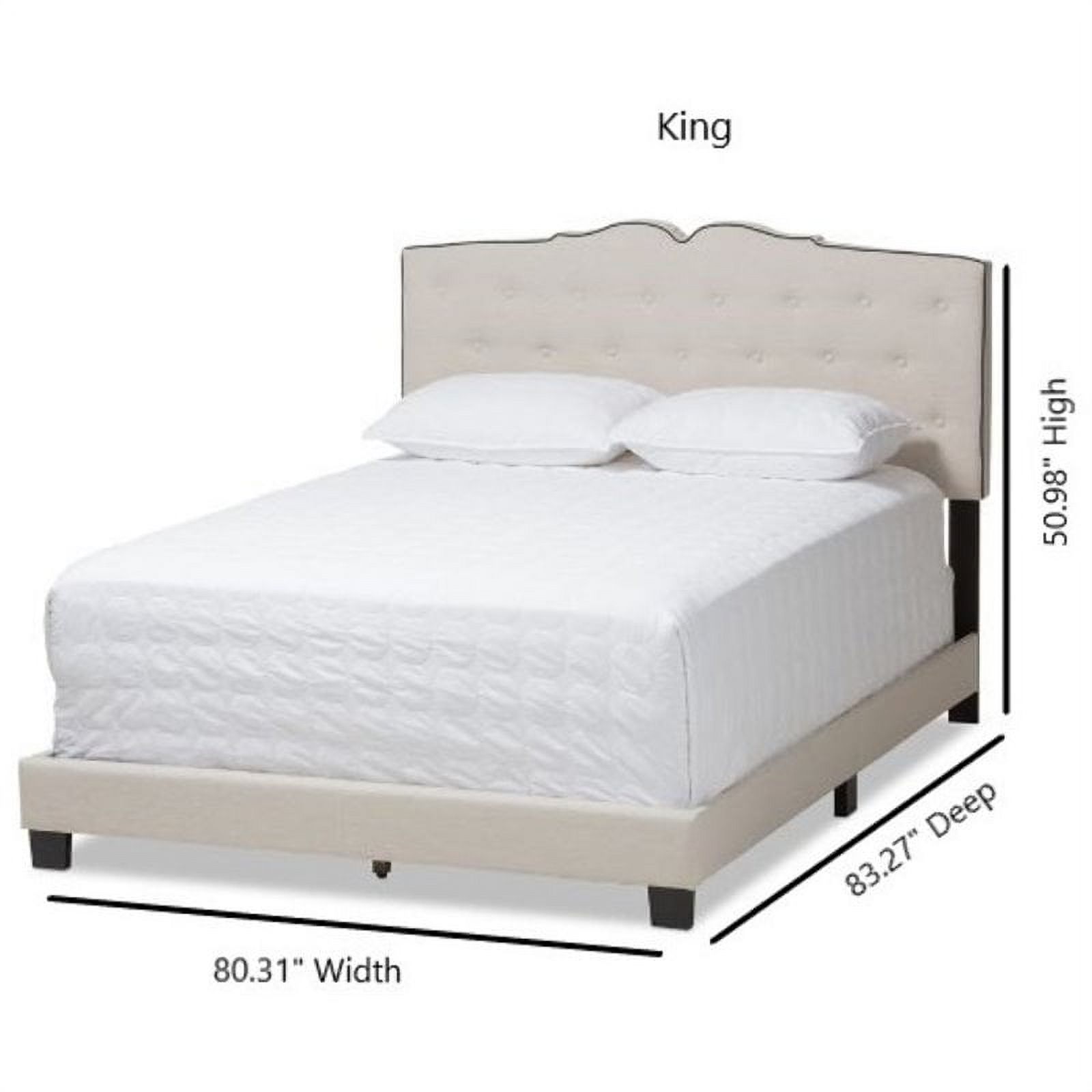 Bowery Hill Fabric Tufted King Bed in Light Beige