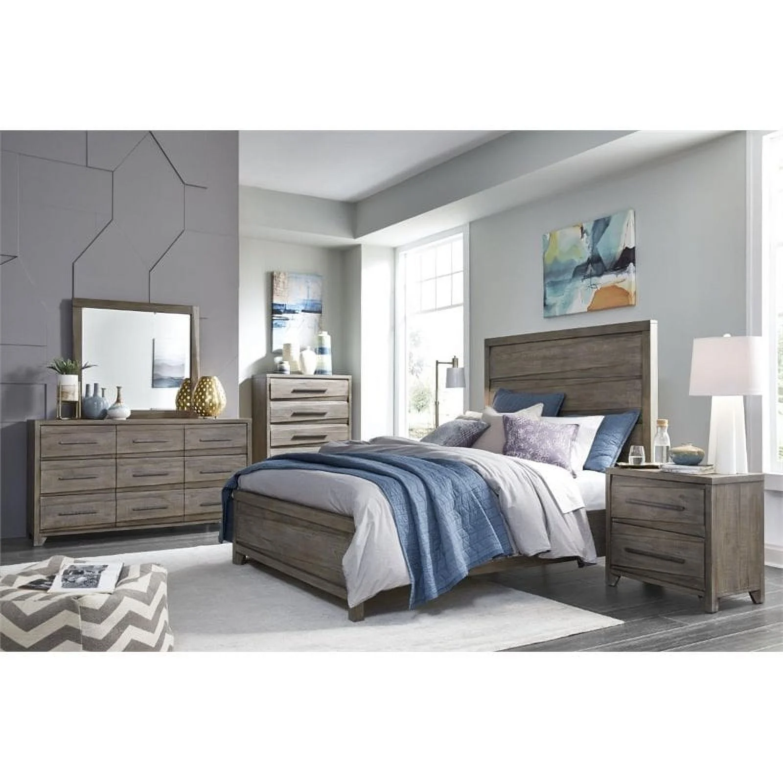 Bowery Hill Modern Mahogany Finish Full Solid Wood Panel Bed