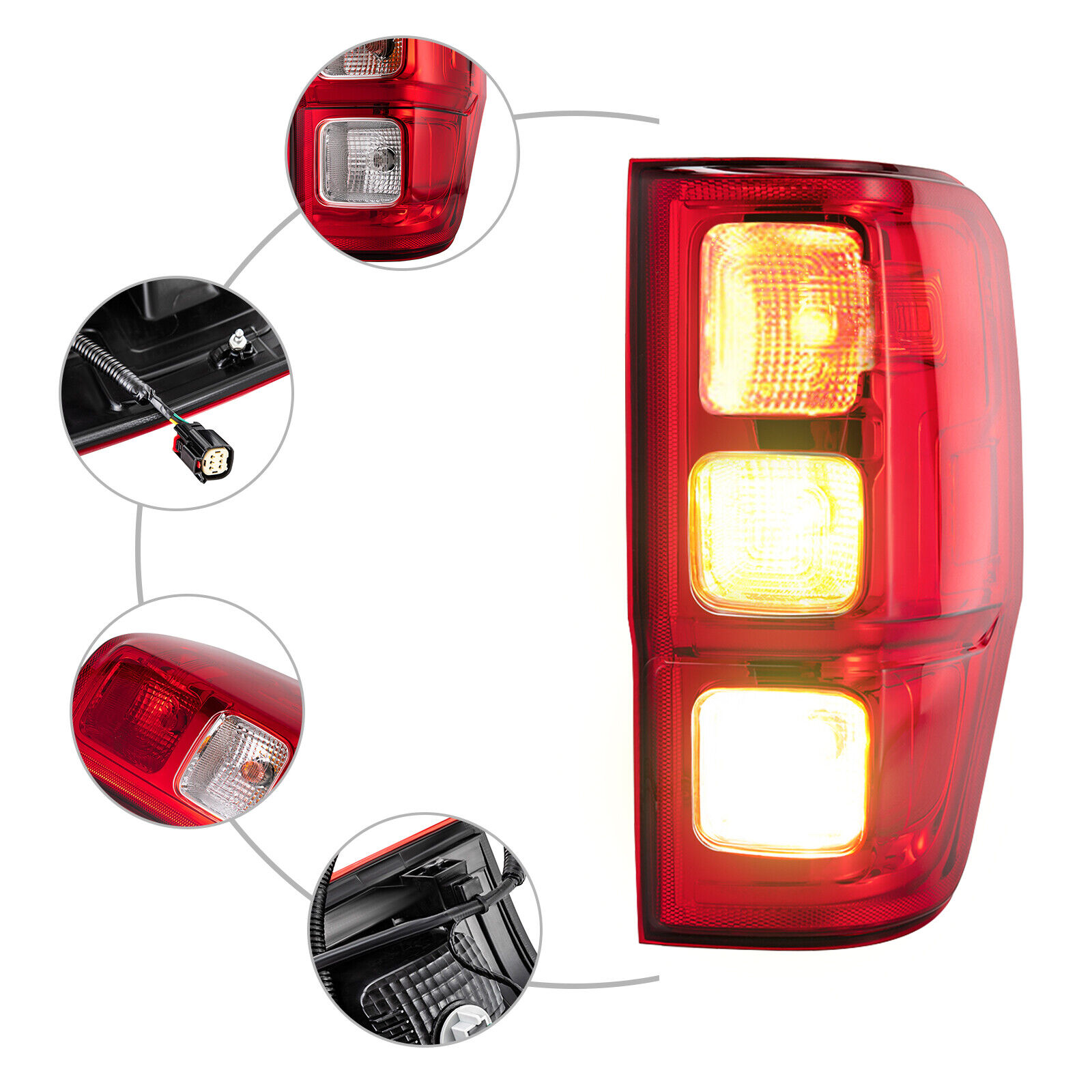 New Right Tail Light Lamp Brake Stop for Ford Ranger 2019 2020 2021 2022 W/O BLIS Red, Clear