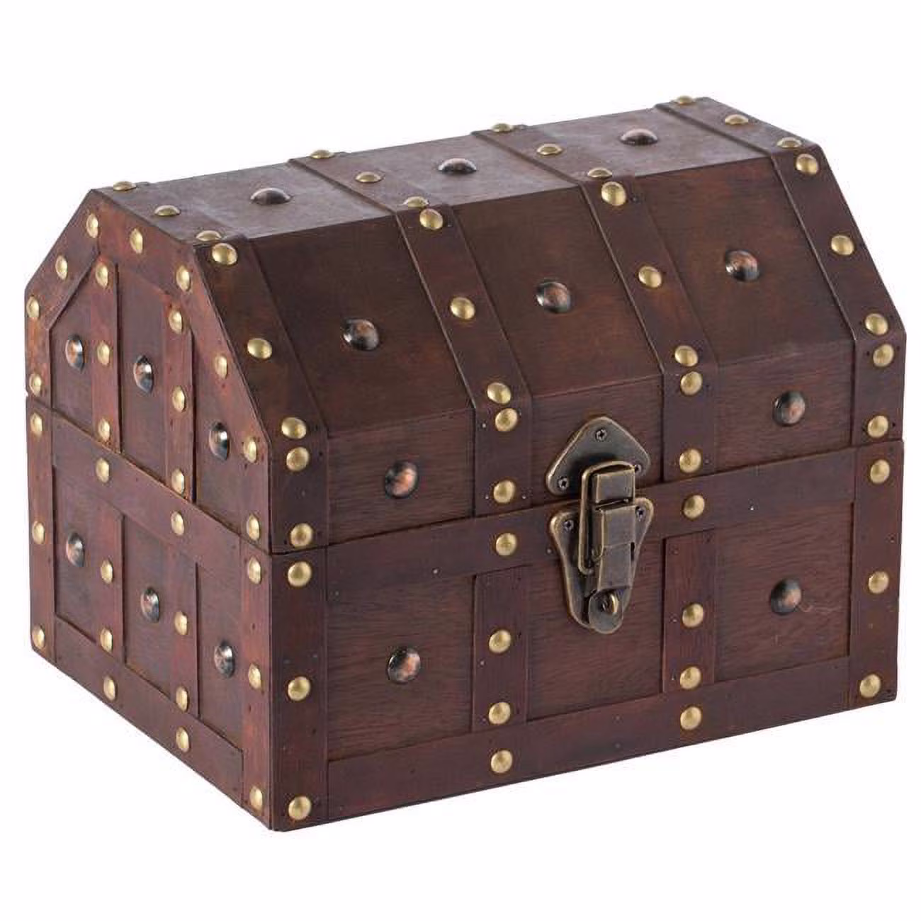 9 x 12 x 9 in. Vintage Caribbean Pirate Chest with Decorative Nailed Design, Black