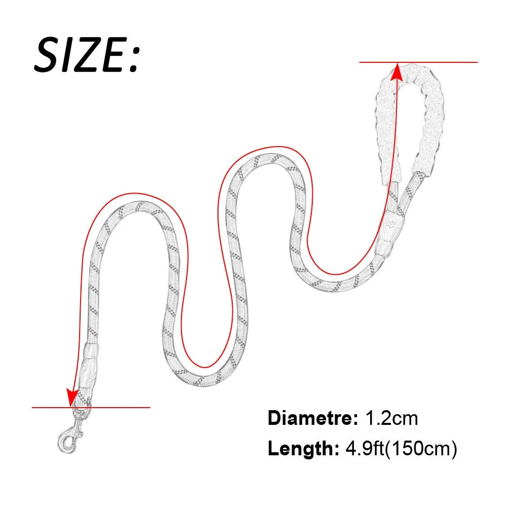 4.9ft Dog Walking Training Leash Reflective Nylon Lead Rope Soft Padded Handle