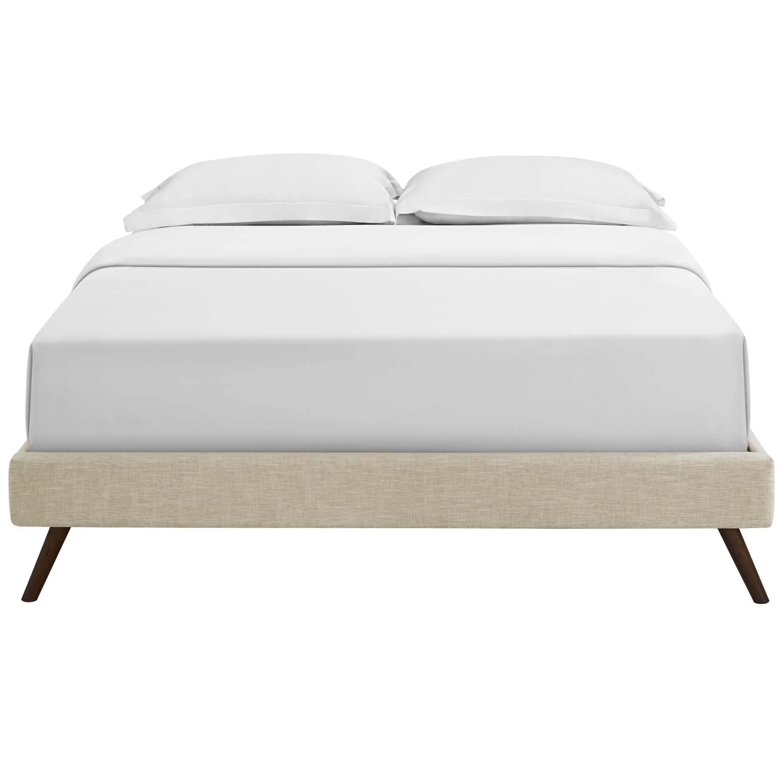 Modern Contemporary Urban Design Bedroom Queen Size Platform Bed Frame, Fabric, Beige
