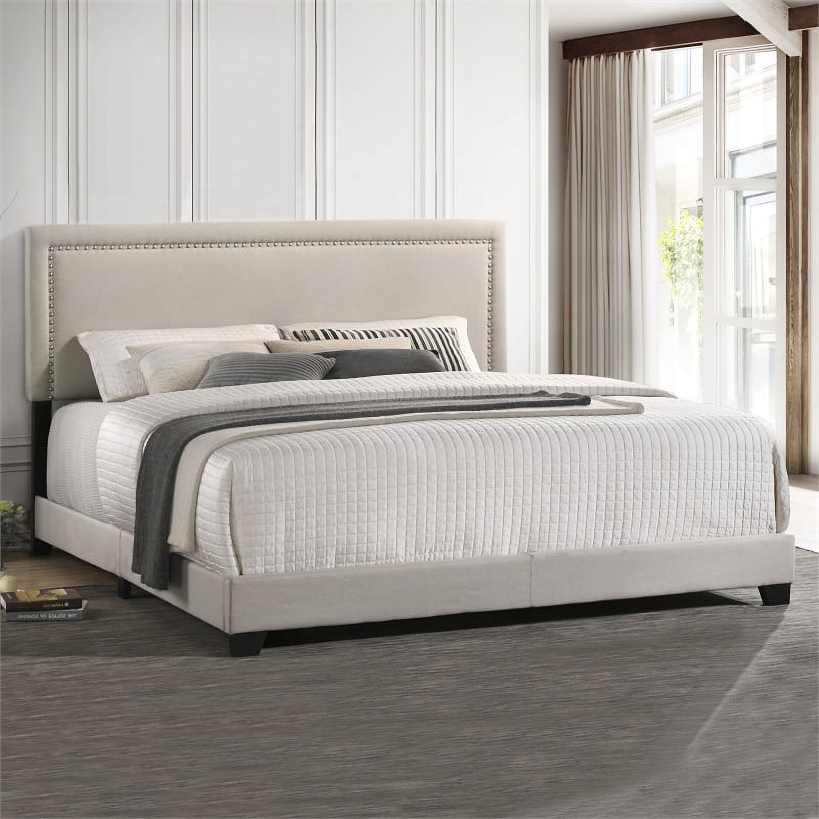 Intercon Furniture Zion Modern Fabric King Upholstered Bed in Zion Fog Beige