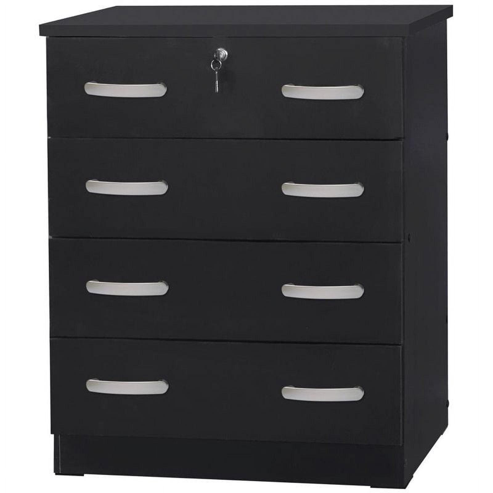 Home Square 2-Piece Set with Dresser with Lock 2-Drawer Nightstand in Black