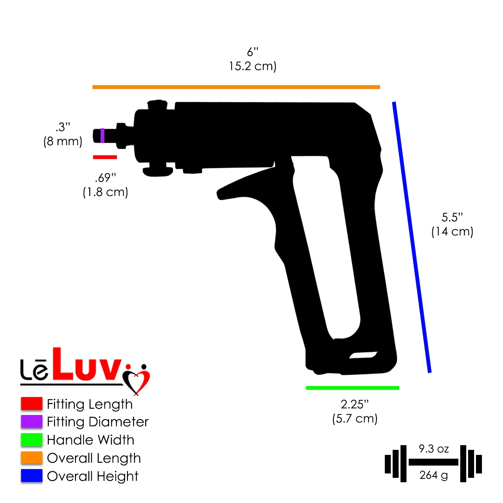 LeLuv Maxi Penis Pump | Black Handle + Vacuum Gauge | Premuium Uncollapsable Silicone Hose | 9