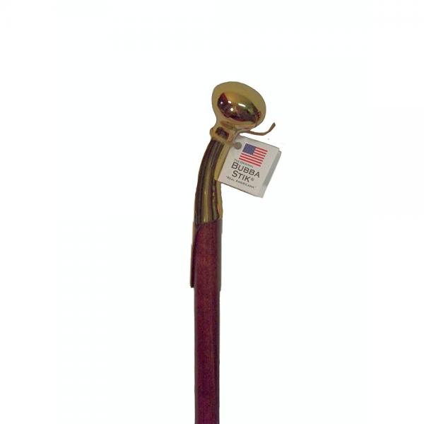 Walking cane - BUBBA STIK Texas style walking stick made of Mahogany Stained Tennessee Hardwood and topped with a brass Hame handle from a real horse collar harness. Made in Texas by real Texans.