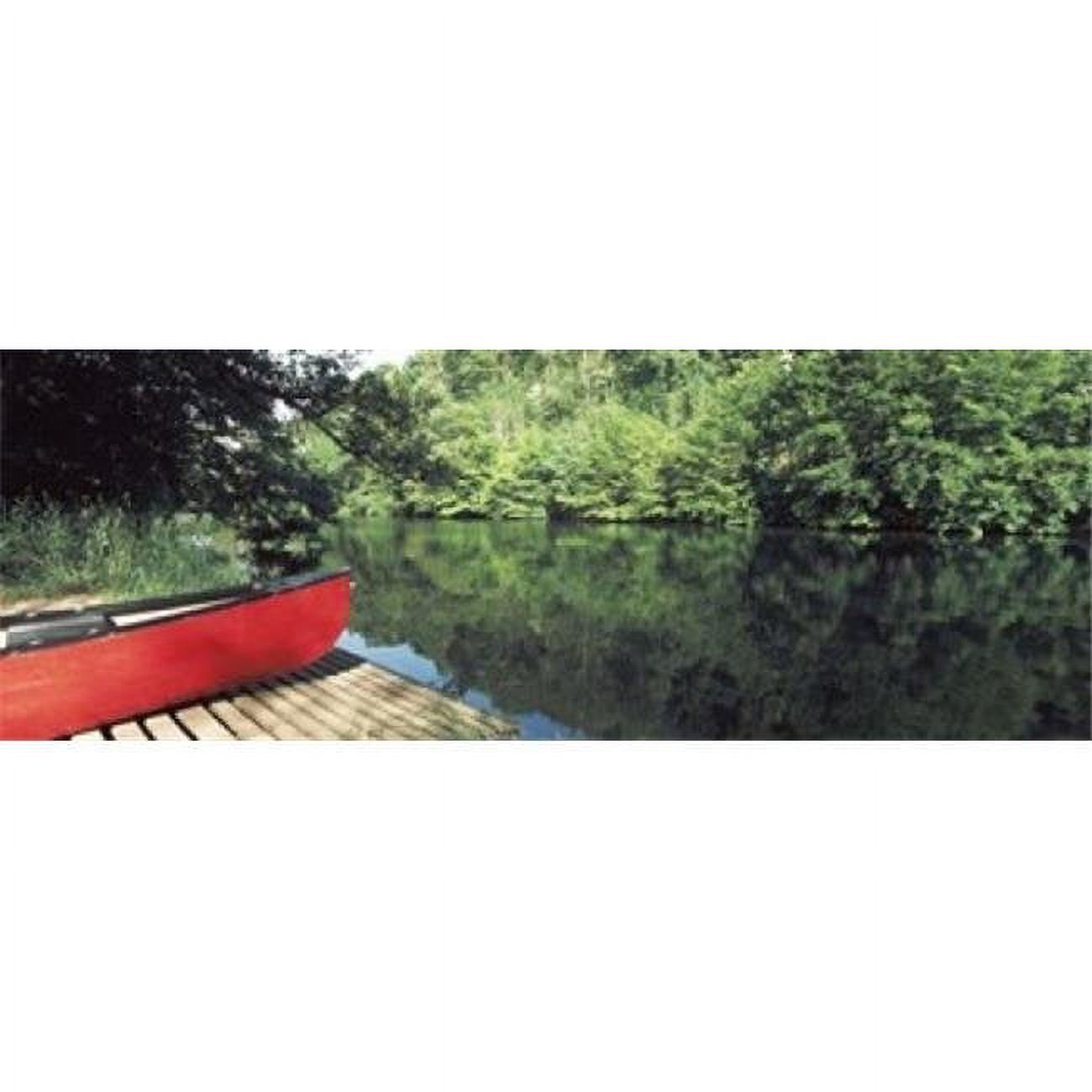 Canoe on a boardwalk in a river  Neckar River  Horb Am Neckar  Baden-Wurttemberg  Germany Poster Print by  - 36 x 12