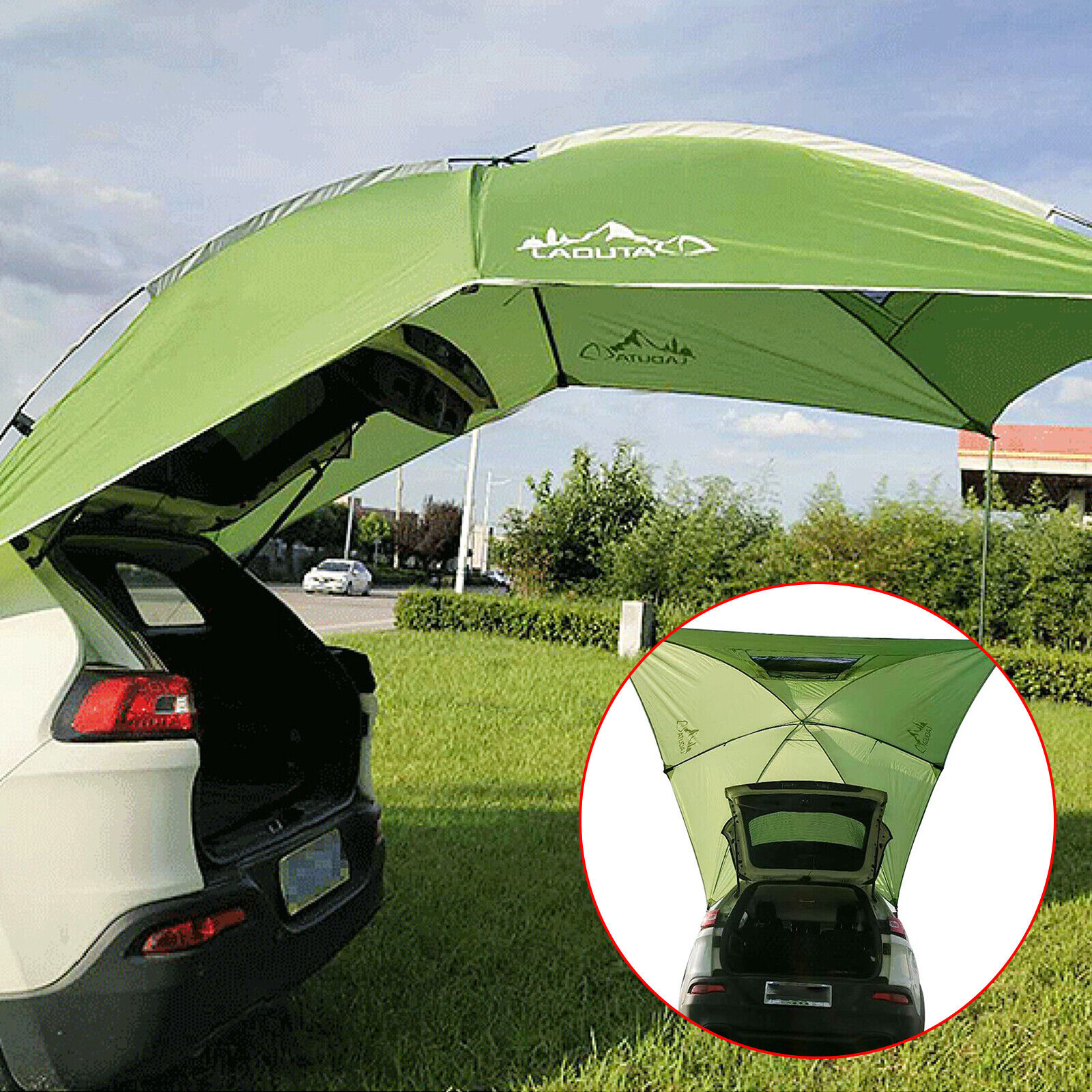 TFCFL 9.18*6.23ft Car Tailgate Tent Canopy Leak Proof SUV Awning,SUA Tents for Camping,Beach, Picnic, Swimming Pool